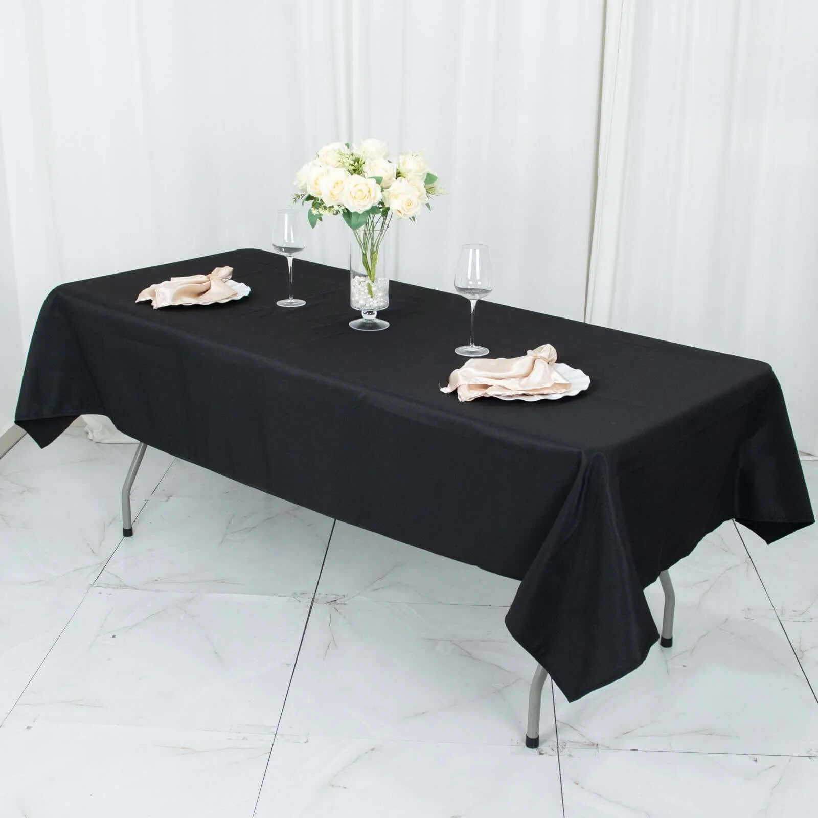 Premium Polyester Rectangle Tablecloth 54"x96" Black - 220GSM Stain-Proof Table Cover - Image 3