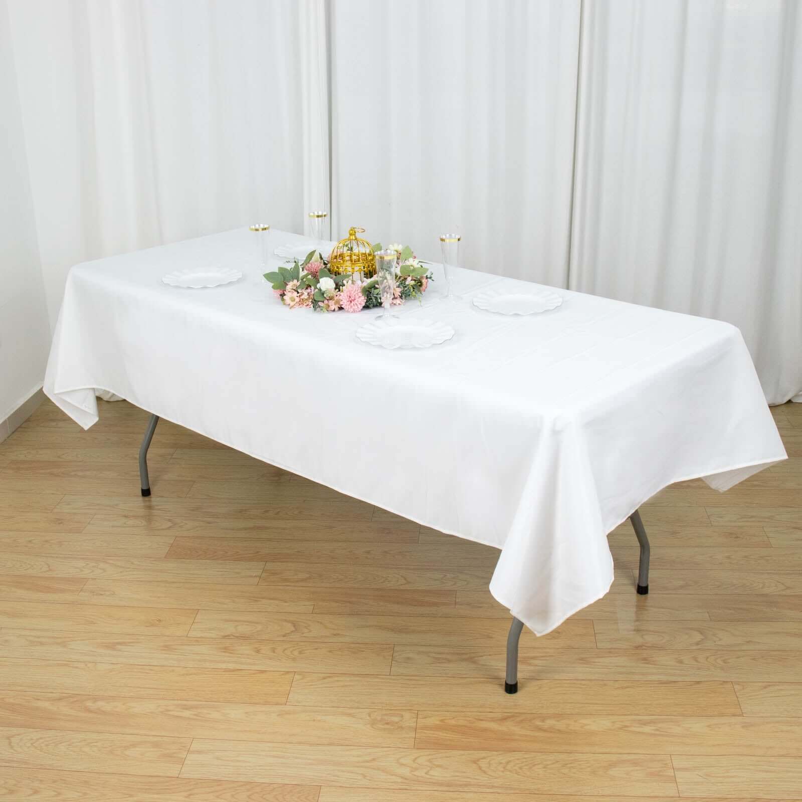 Premium Polyester Rectangle Tablecloth 54"x96" White - 220GSM Wrinkle-Resistant & Stain-Proof Design - Image 2