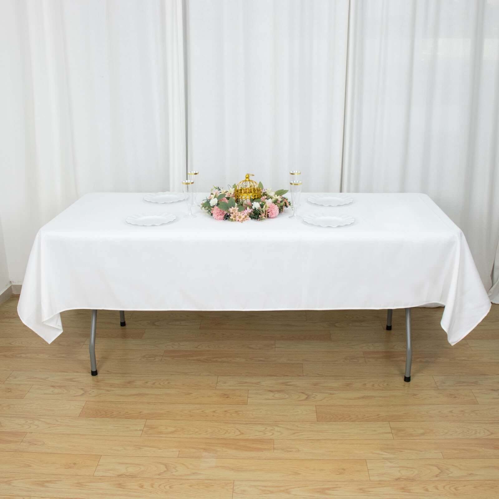 Premium Polyester Rectangle Tablecloth 54"x96" White - 220GSM Wrinkle-Resistant & Stain-Proof Design - Image 4