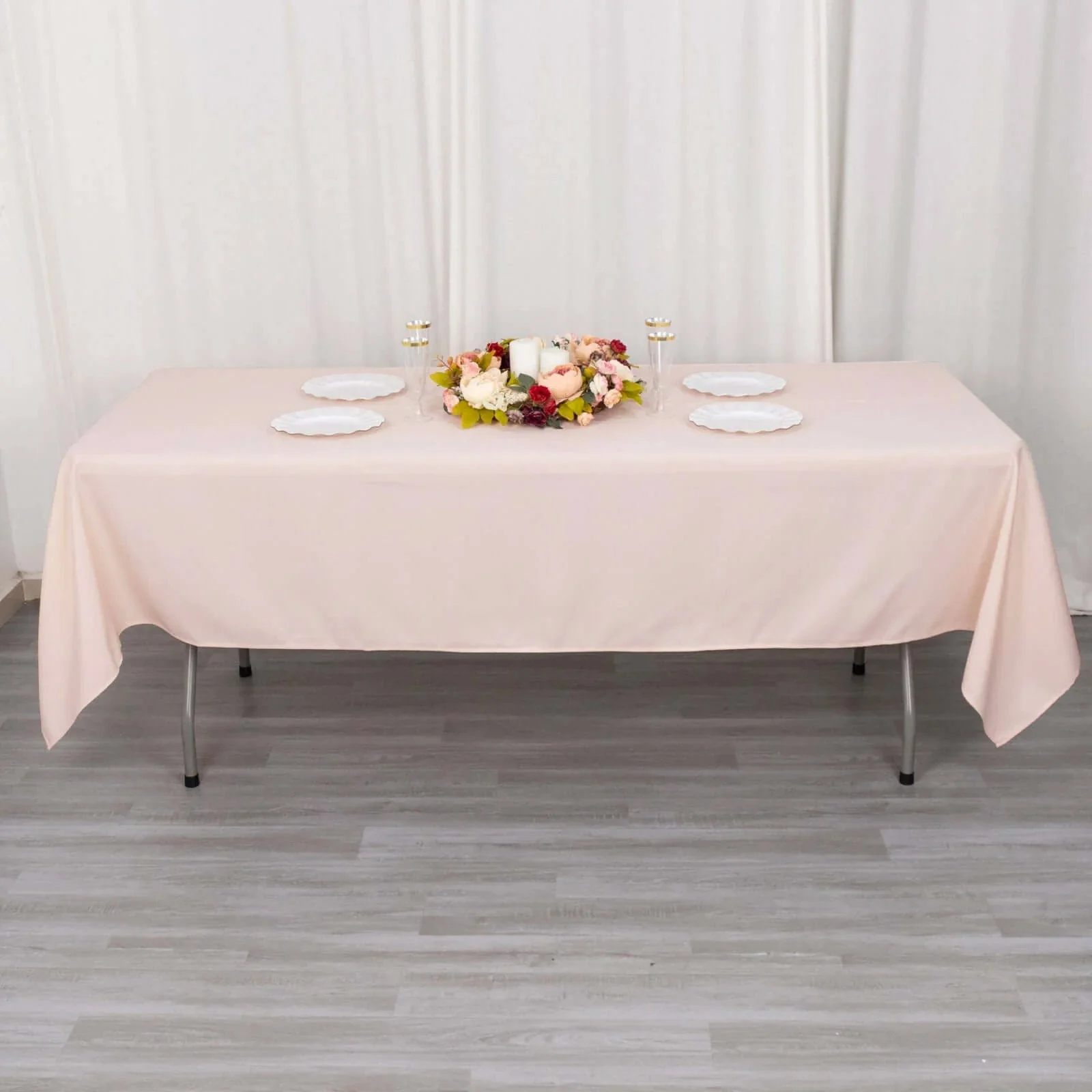 Premium Polyester Rectangle Tablecloth 60"x102" Blush - 220GSM Wrinkle-Resistant Table Cover - Image 3