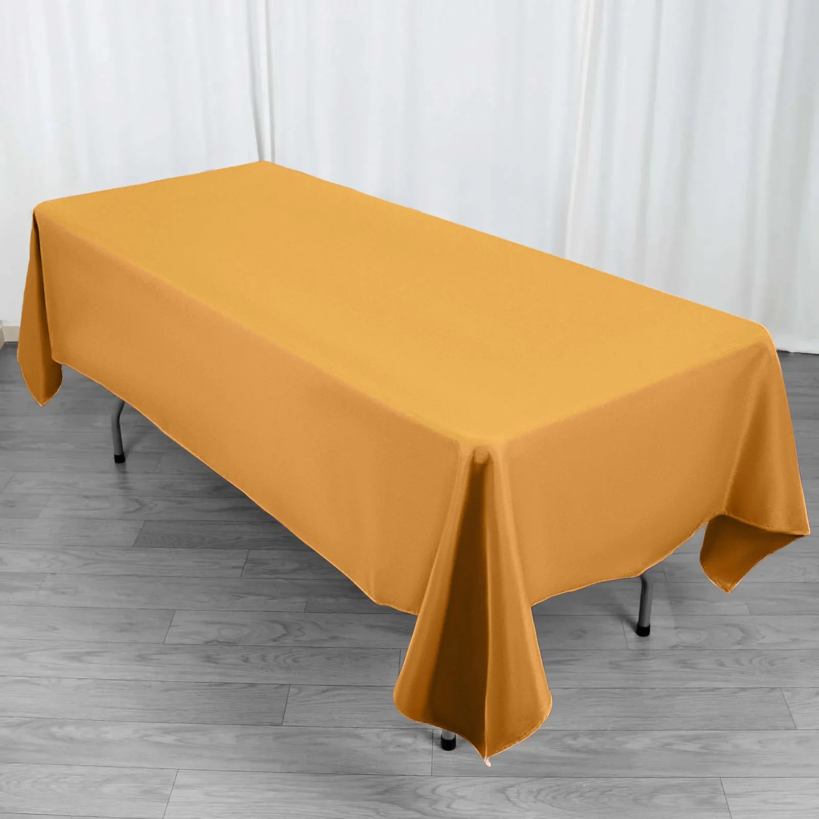 Premium Polyester Rectangle Tablecloth 60"x102" Gold - 220GSM Wrinkle-Resistant Table Cover - Image 3