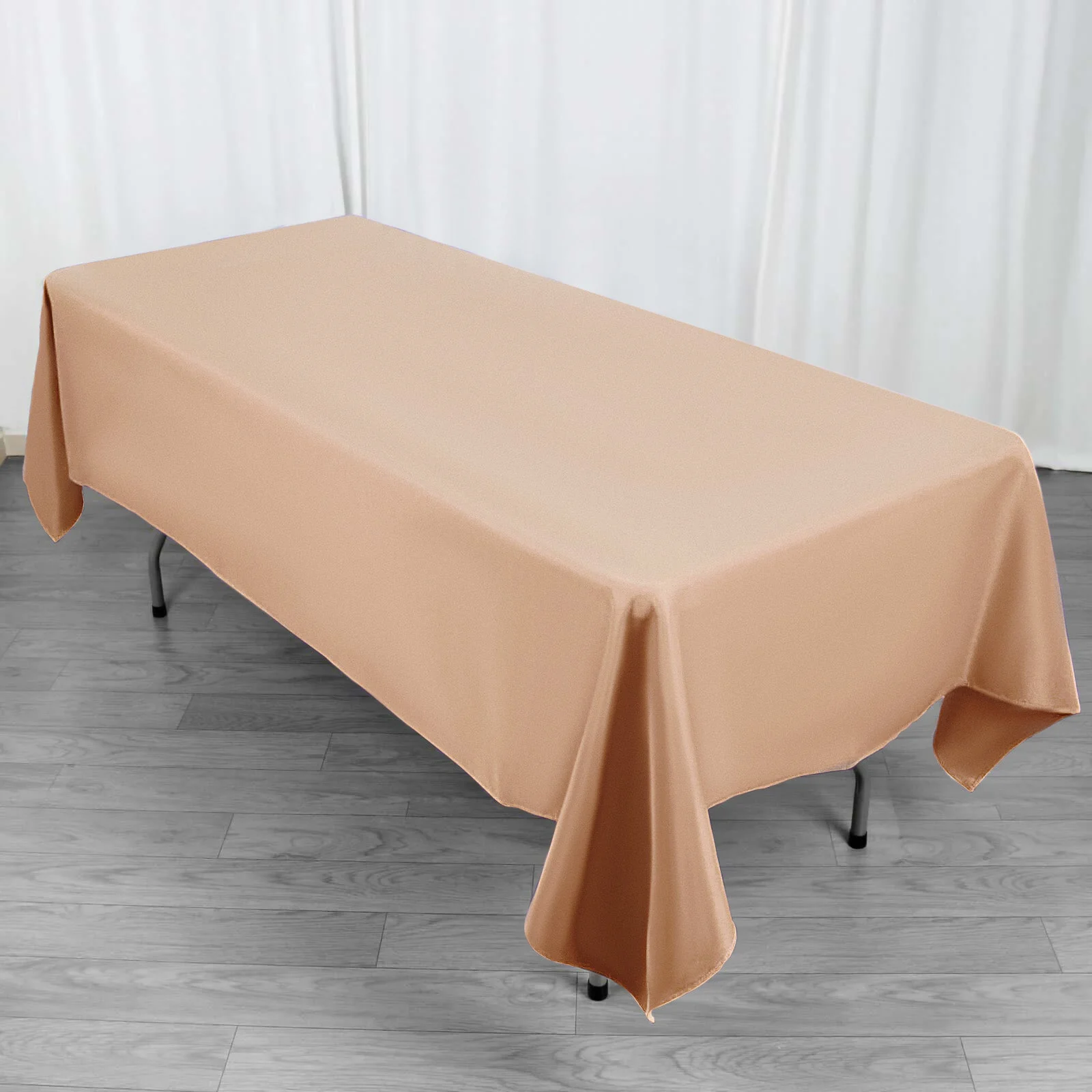 Premium Polyester Rectangle Tablecloth 60"x102" Nude - 220GSM Wrinkle-Resistant Table Cover - Image 3