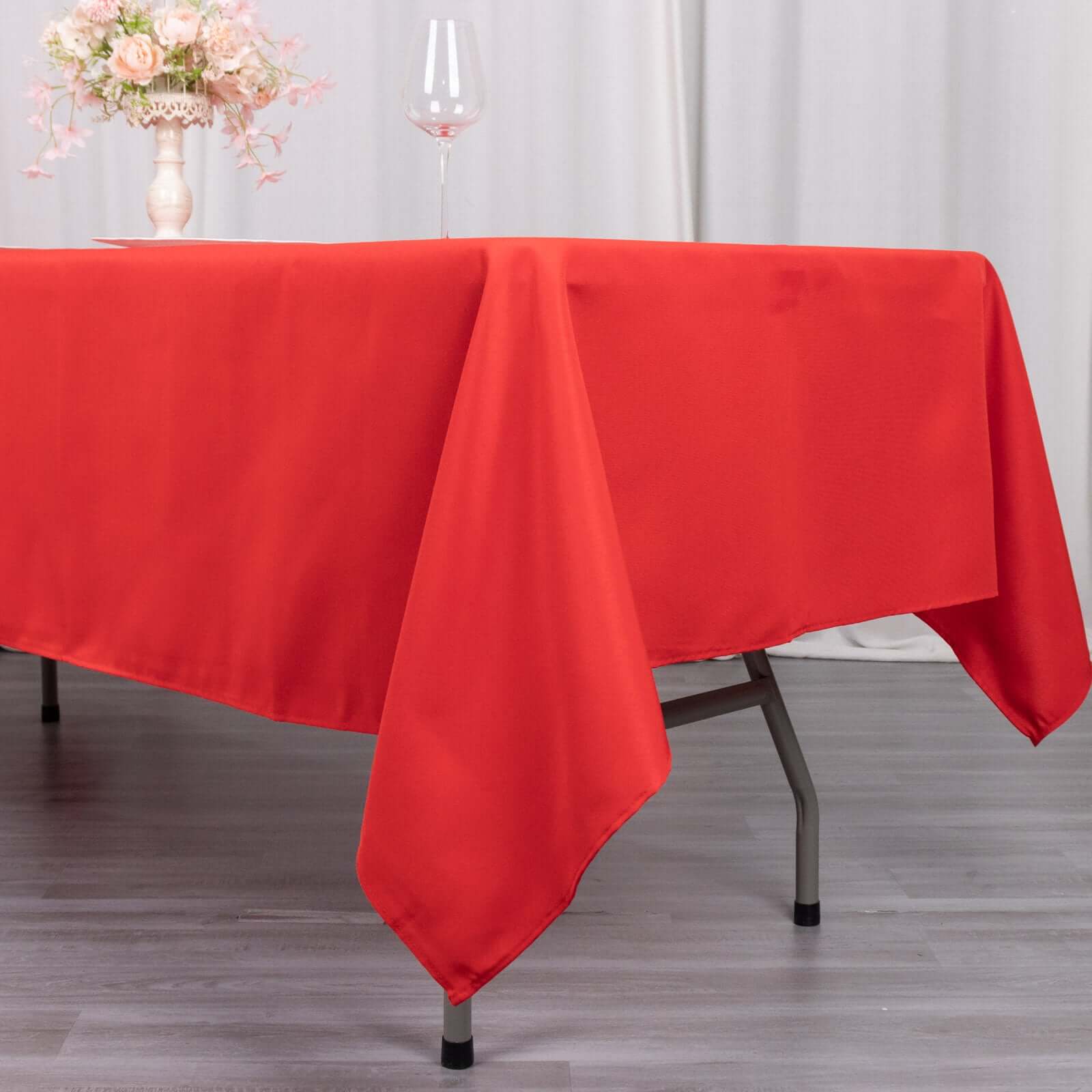 Premium Polyester Rectangle Tablecloth 60"x102" Red - 220GSM Wrinkle-Resistant Table Cover - Image 2