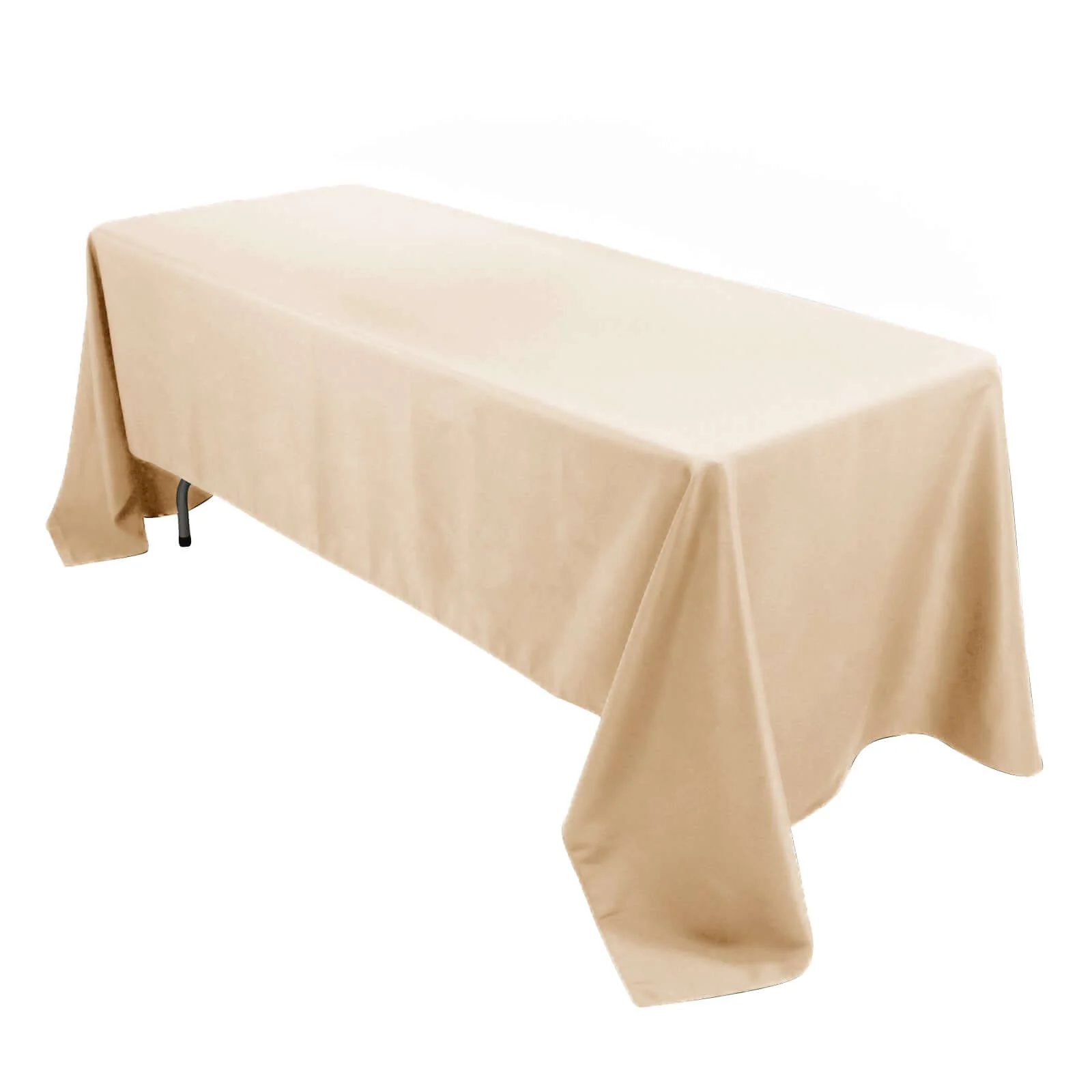Premium Polyester Rectangle Tablecloth 60"x126" Beige - 220GSM Wrinkle-Resistant Table Cover - Image 3