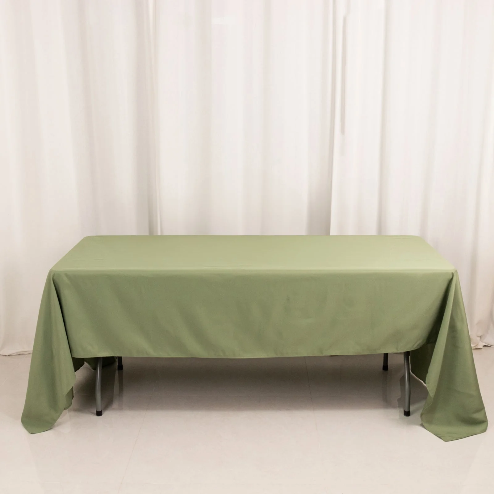 Premium Polyester Rectangle Tablecloth 60"x126" Dusty Sage Green - 220GSM Wrinkle-Resistant Table Cover