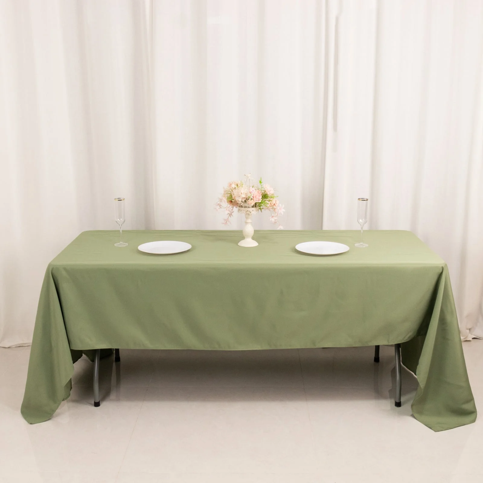 Premium Polyester Rectangle Tablecloth 60"x126" Dusty Sage Green - 220GSM Wrinkle-Resistant Table Cover - Image 10