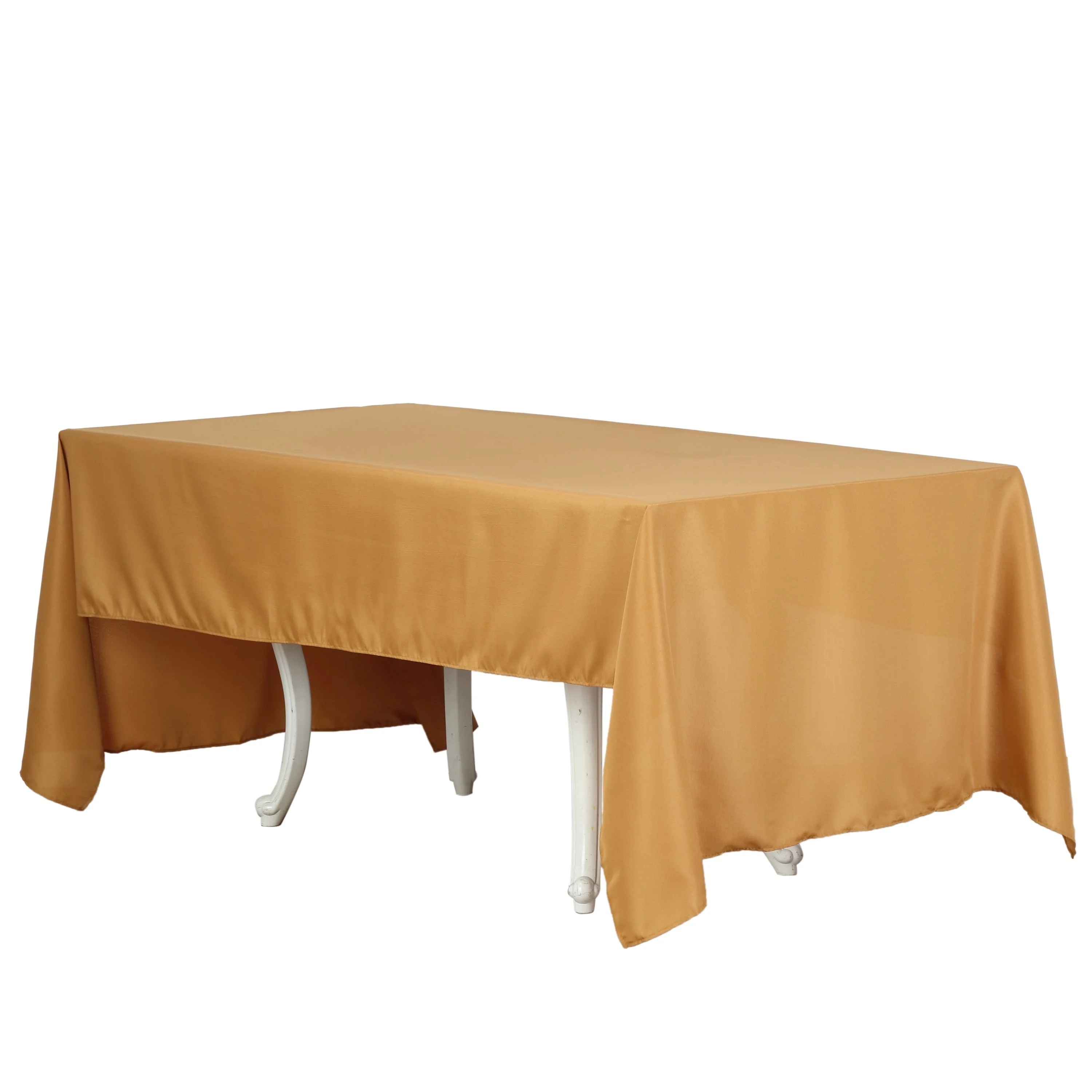 Premium Polyester Rectangle Tablecloth 60"x126" Gold - 220GSM Wrinkle-Resistant Table Cover - Image 3
