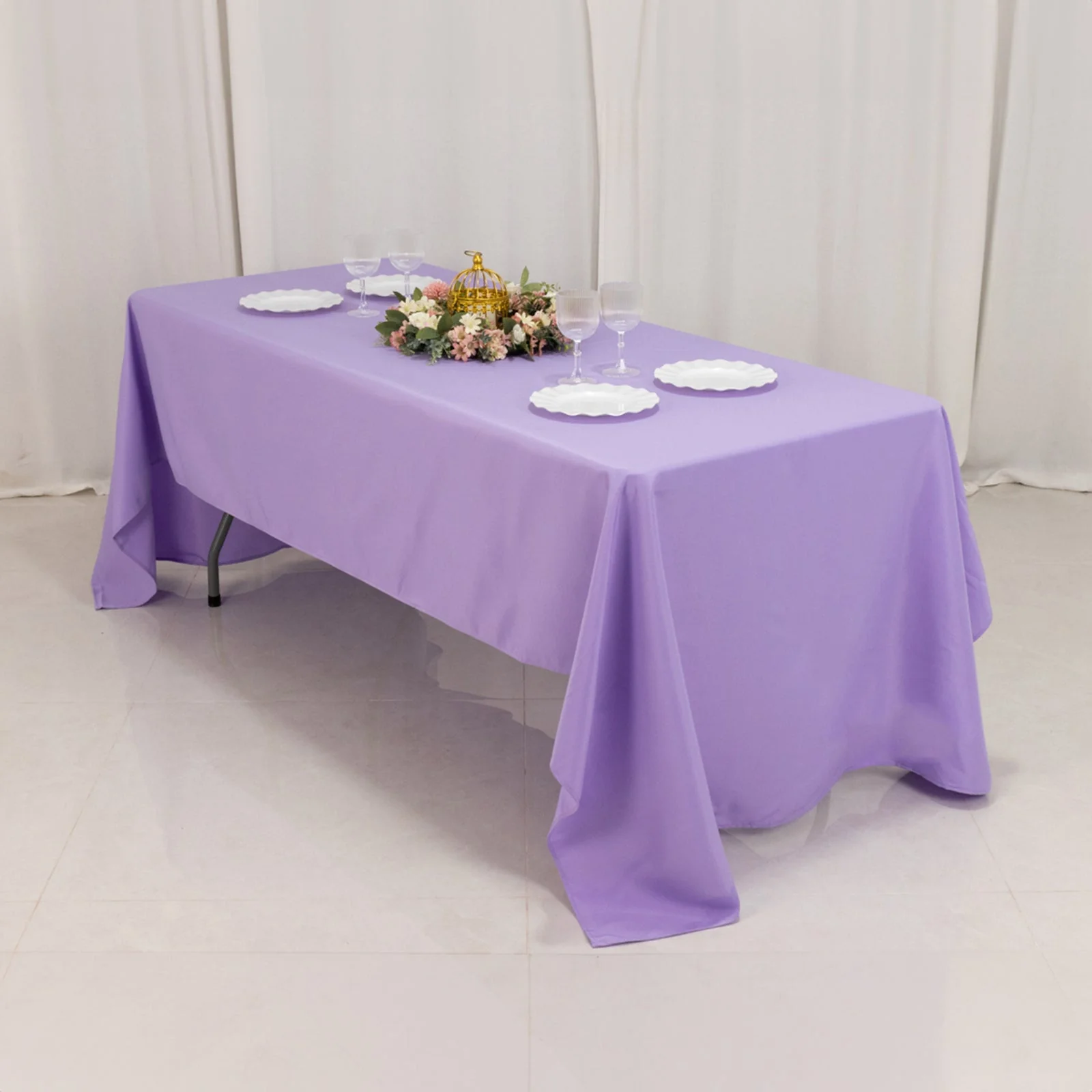 Premium Polyester Rectangle Tablecloth 60"x126" Lavender Lilac - 220GSM Wrinkle-Resistant Table Cover - Image 7