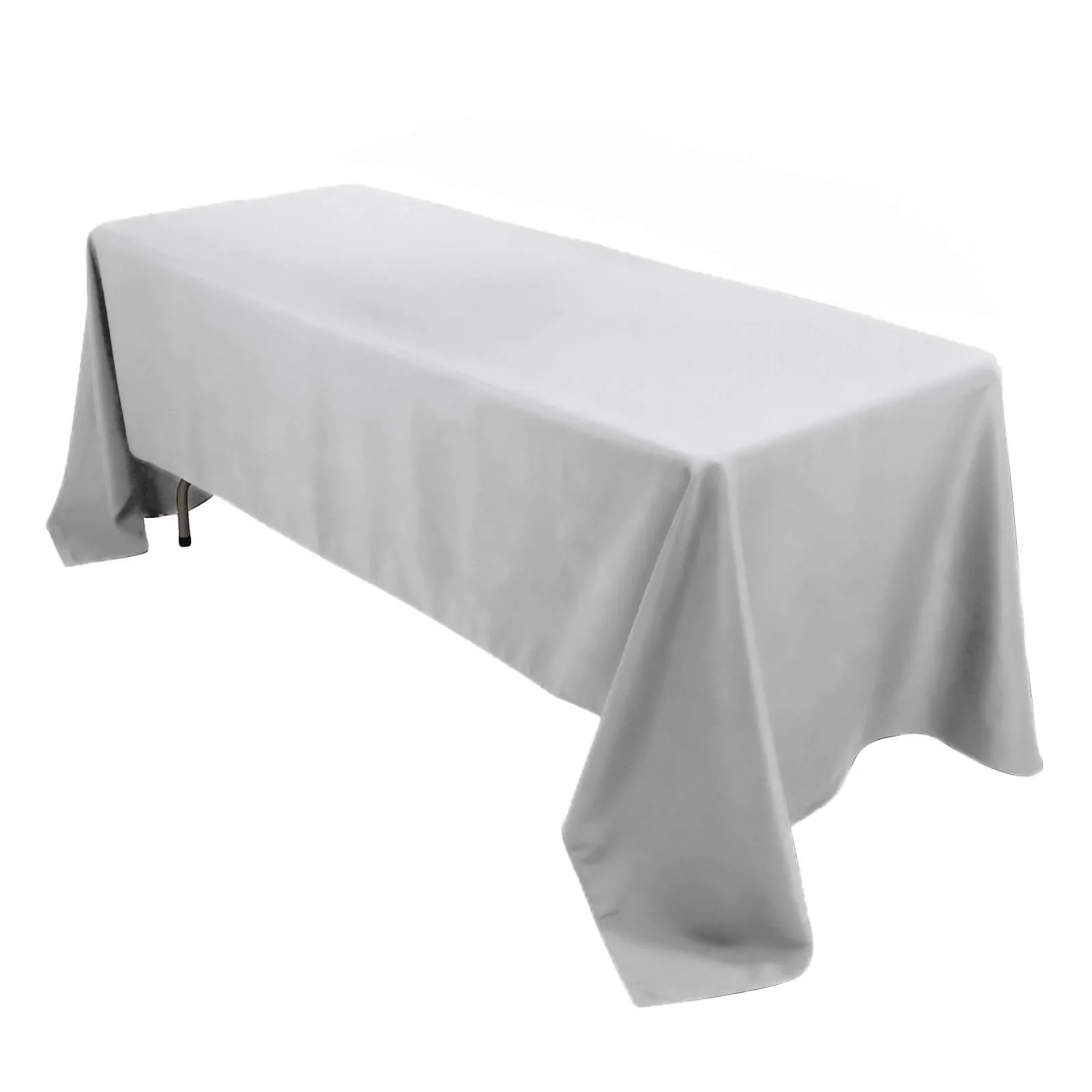 Premium Polyester Rectangle Tablecloth 60"x126" Silver - 220GSM Wrinkle-Resistant Table Cover - Image 3