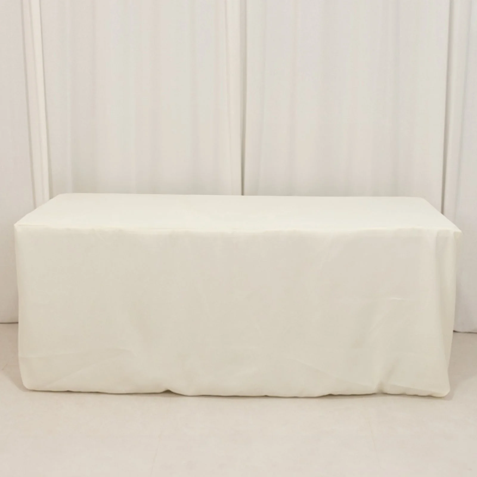 Premium Polyester Rectangle Tablecloth 6ft Ivory - Durable Fitted 220GSM Table Cover