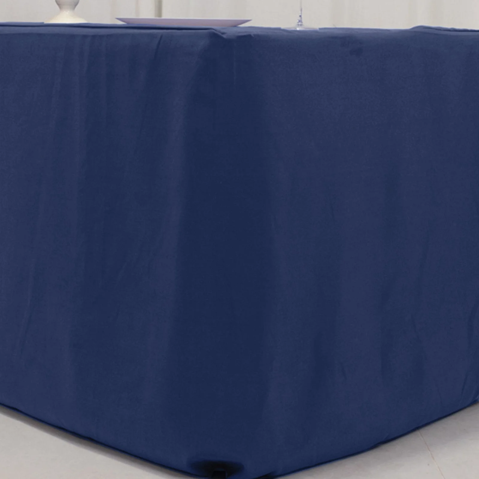Premium Polyester Rectangle Tablecloth 6ft Navy Blue - Durable Fitted 220GSM Table Cover - Image 4