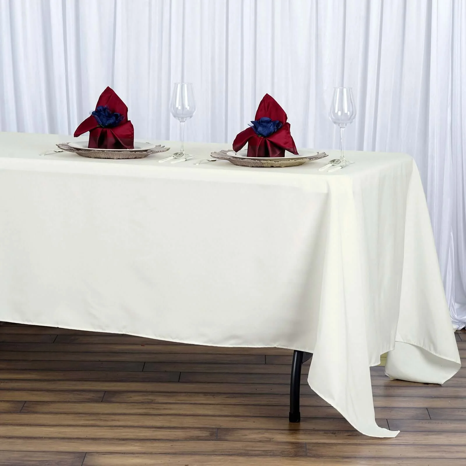 Premium Polyester Rectangle Tablecloth 72"x120" Ivory - 220GSM Wrinkle-Resistant & Durable Table Cover - Image 2