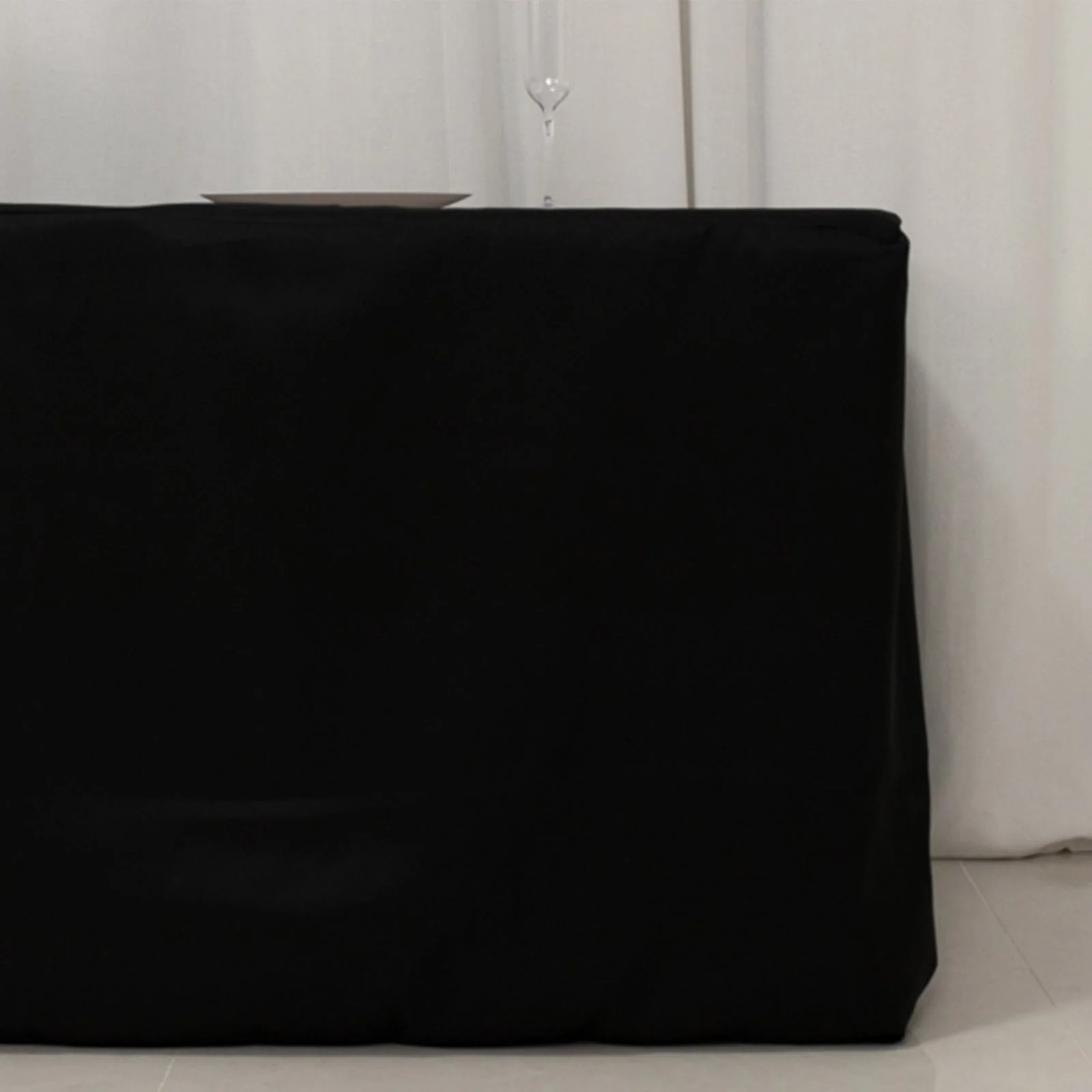 Premium Polyester Rectangle Tablecloth 8ft Black - Durable Fitted 220GSM Table Cover - Image 2