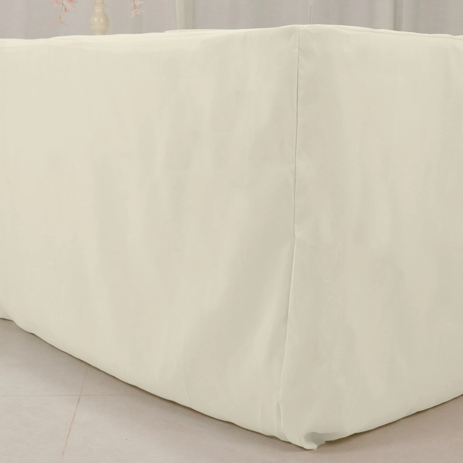 Premium Polyester Rectangle Tablecloth 8ft Ivory - Durable Fitted 220GSM Table Cover - Image 7