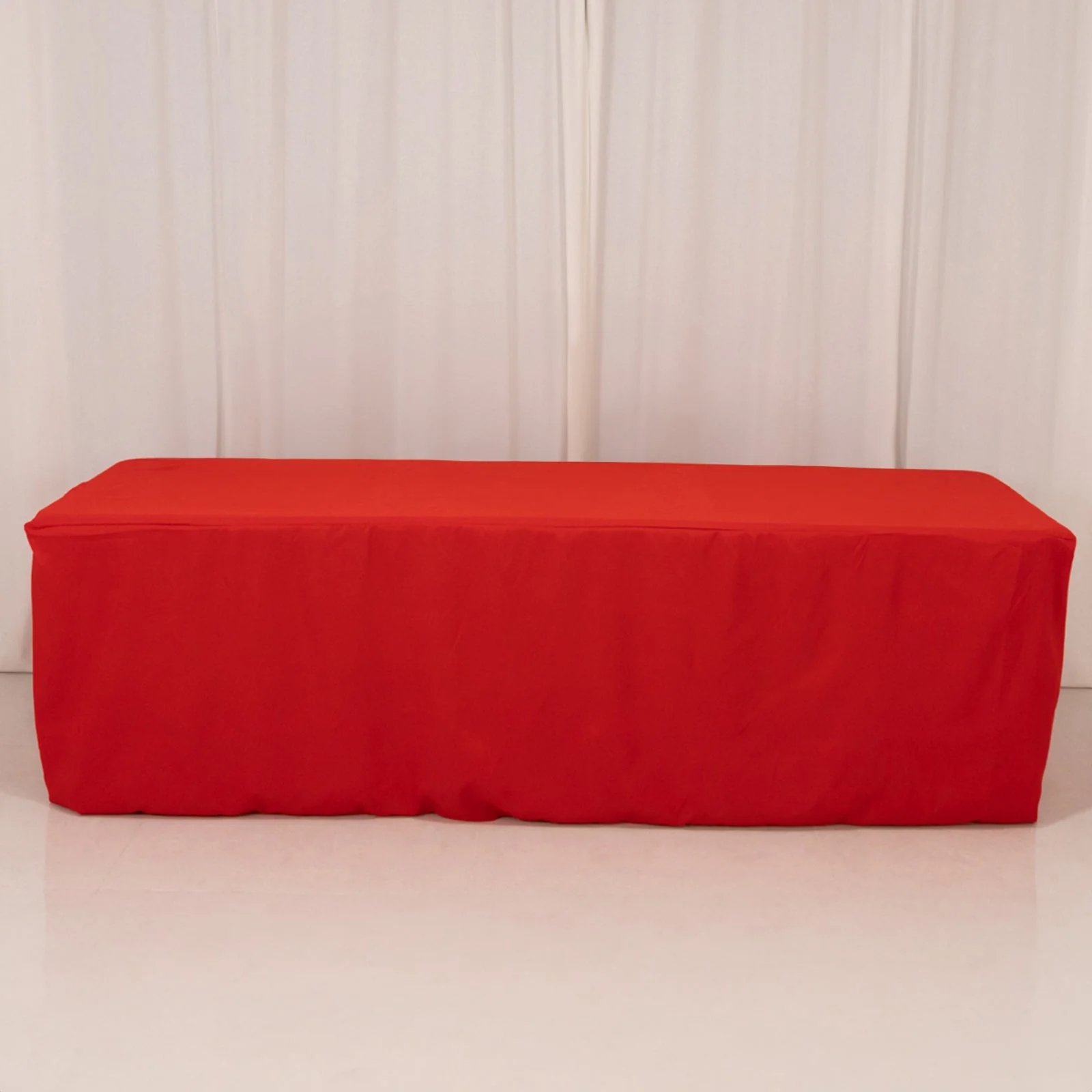 Premium Polyester Rectangle Tablecloth 8ft Red - Durable Fitted 220GSM Table Cover - Image 2