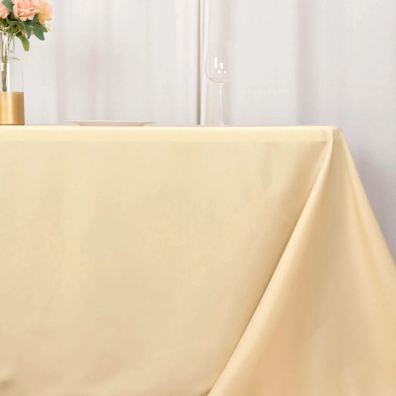 Premium Polyester Rectangle Tablecloth 90"x132" Beige - Seamless 220GSM Wrinkle-Resistant & Durable Fabric - Image 7