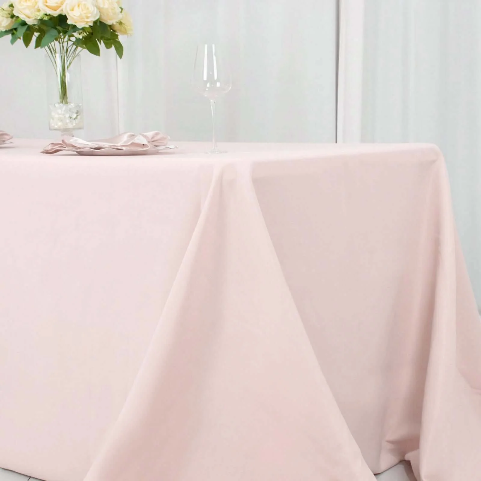 Premium Polyester Rectangle Tablecloth 90"x132" Blush - Seamless 220GSM Wrinkle-Resistant & Durable Fabric - Image 2