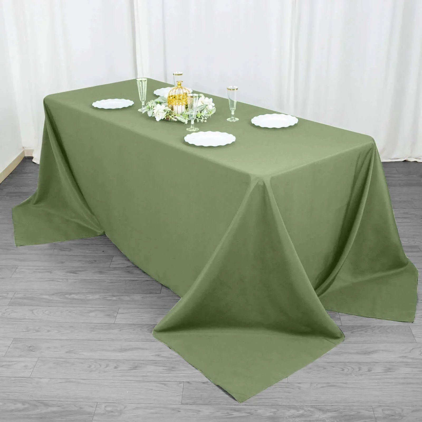 Premium Polyester Rectangle Tablecloth 90"x132" Dusty Sage Green - Seamless 220GSM Wrinkle-Resistant & Durable Fabric - Image 2
