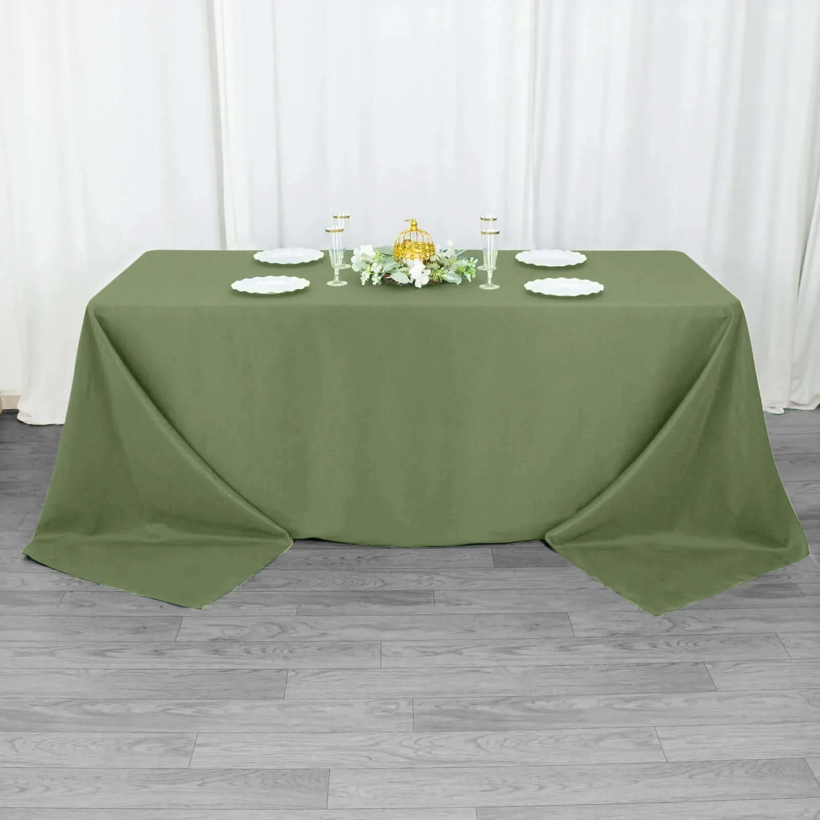 Premium Polyester Rectangle Tablecloth 90"x132" Dusty Sage Green - Seamless 220GSM Wrinkle-Resistant & Durable Fabric - Image 6