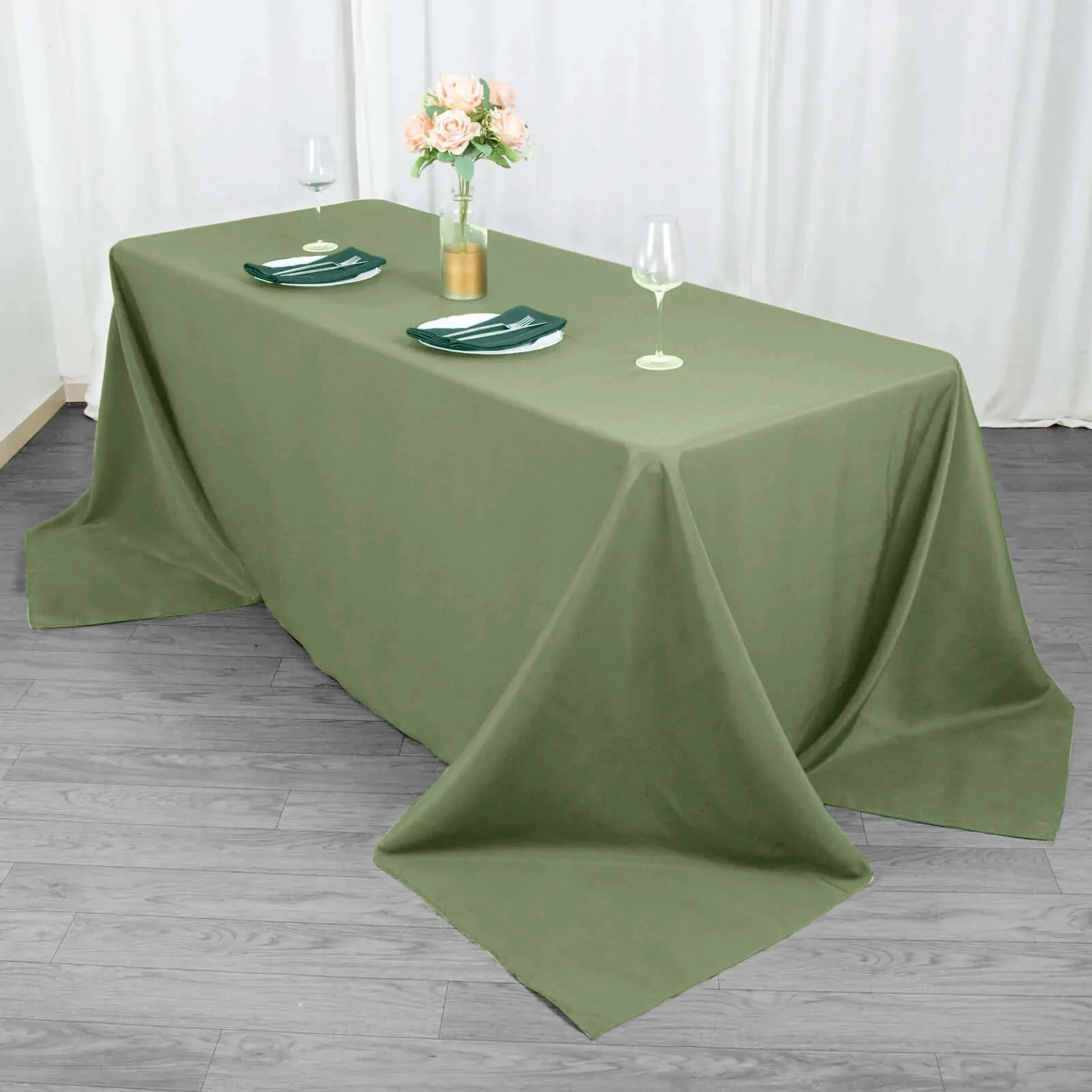 Premium Polyester Rectangle Tablecloth 90"x132" Dusty Sage Green - Seamless 220GSM Wrinkle-Resistant & Durable Fabric - Image 7