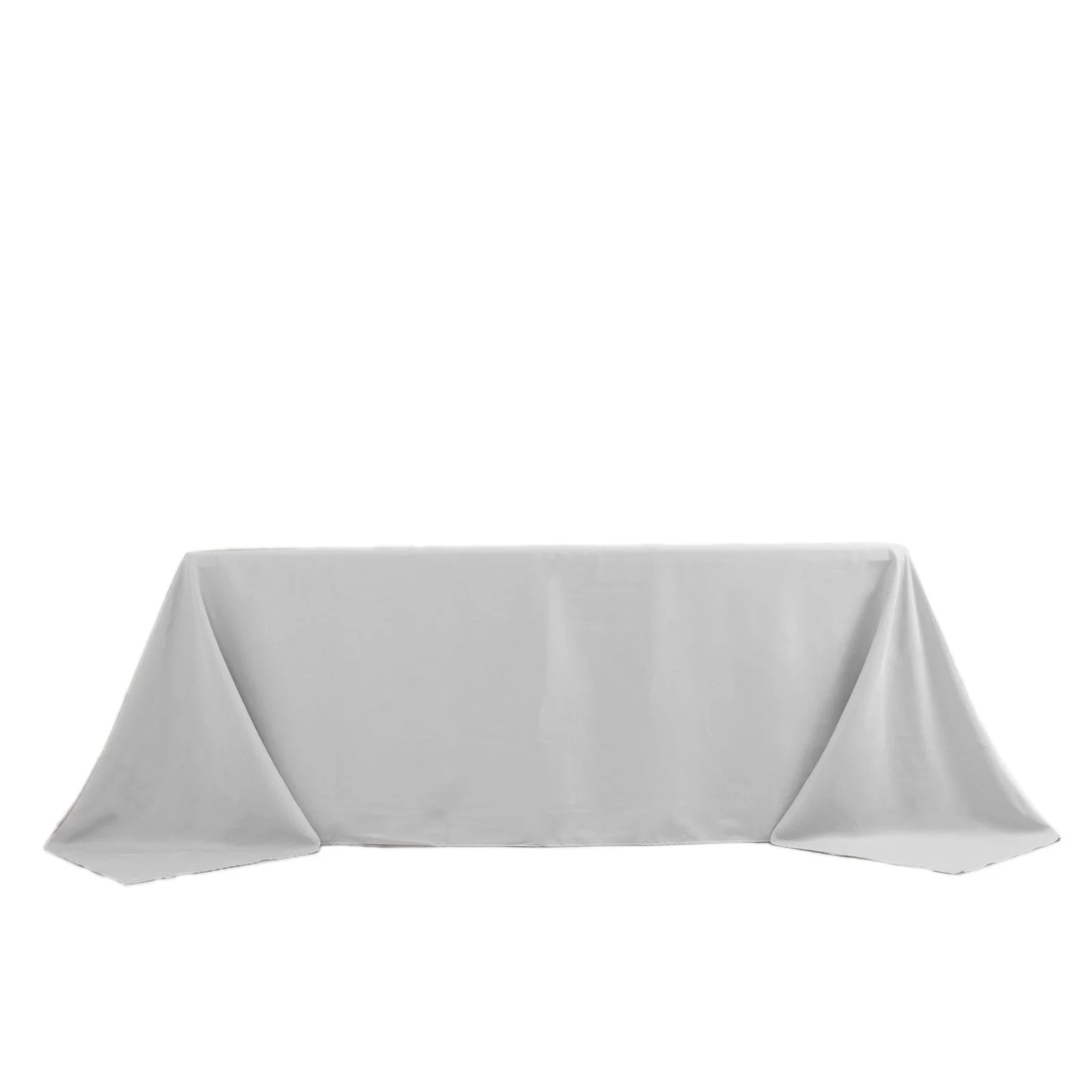Premium Polyester Rectangle Tablecloth 90"x132" Silver - Seamless 220GSM Wrinkle-Resistant & Durable Fabric - Image 5