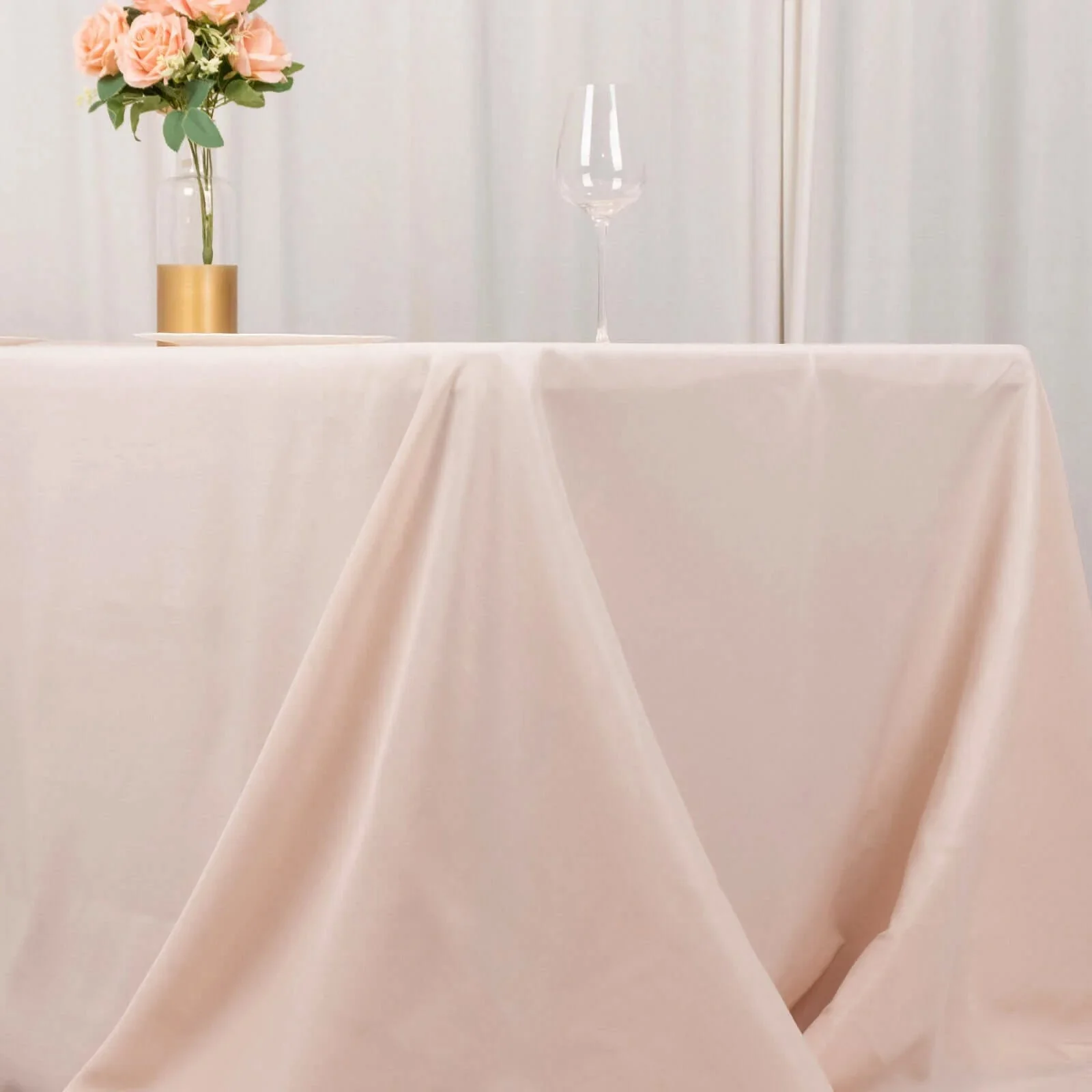 Premium Polyester Rectangle Tablecloth 90"x156" Blush - Seamless 220GSM Wrinkle-Resistant & Durable Finish - Image 2