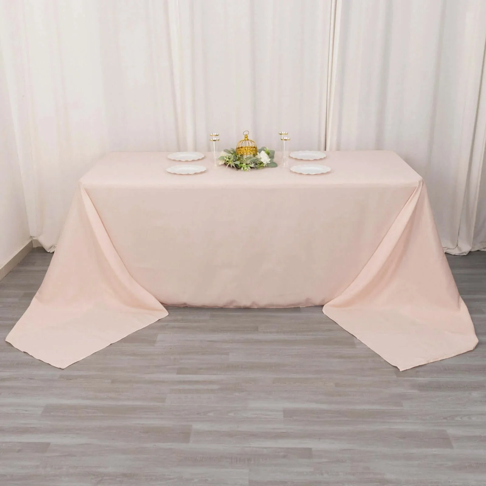 Premium Polyester Rectangle Tablecloth 90"x156" Blush - Seamless 220GSM Wrinkle-Resistant & Durable Finish - Image 6