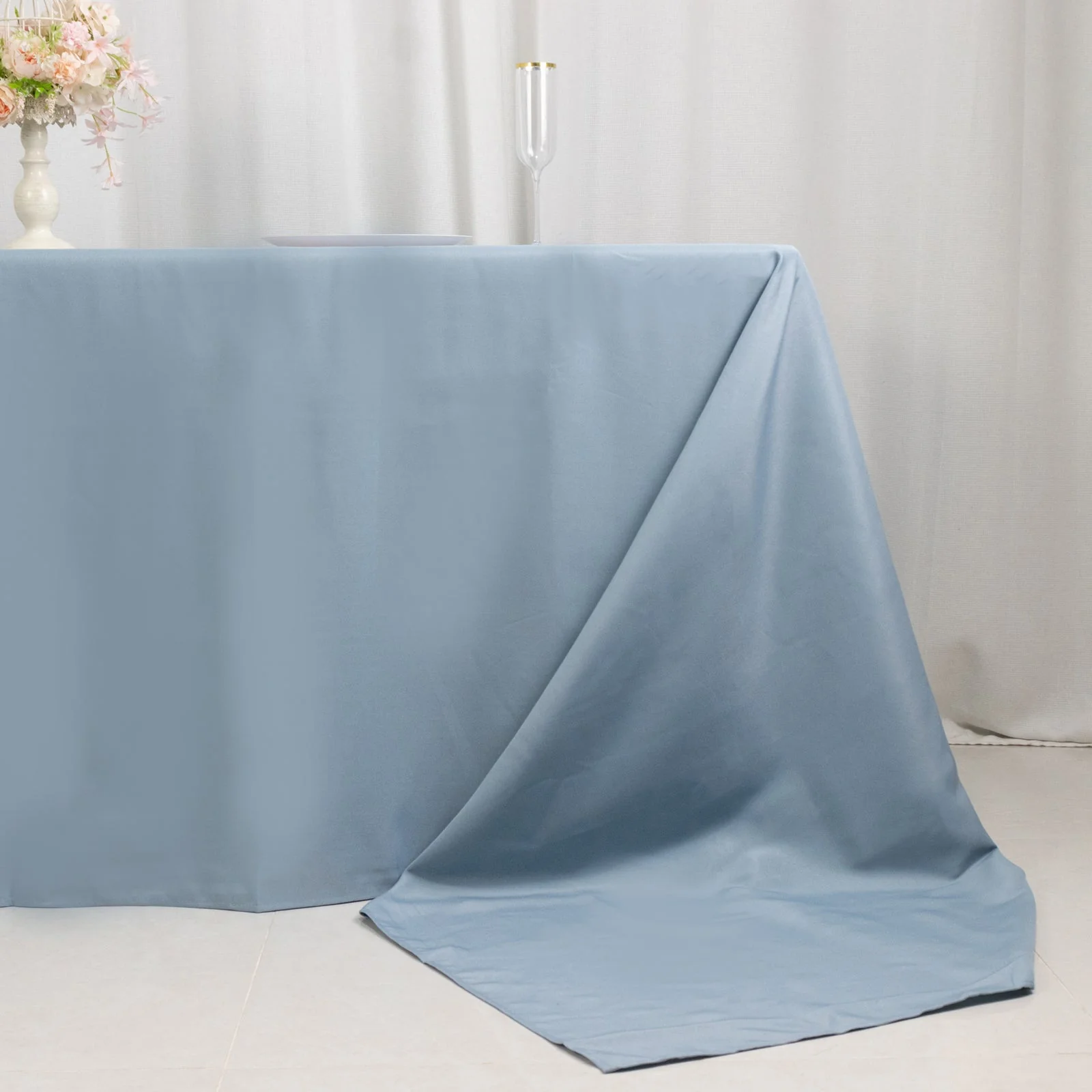 Premium Polyester Rectangle Tablecloth 90"x156" Dusty Blue - Seamless 220GSM Wrinkle-Resistant & Durable Finish - Image 2