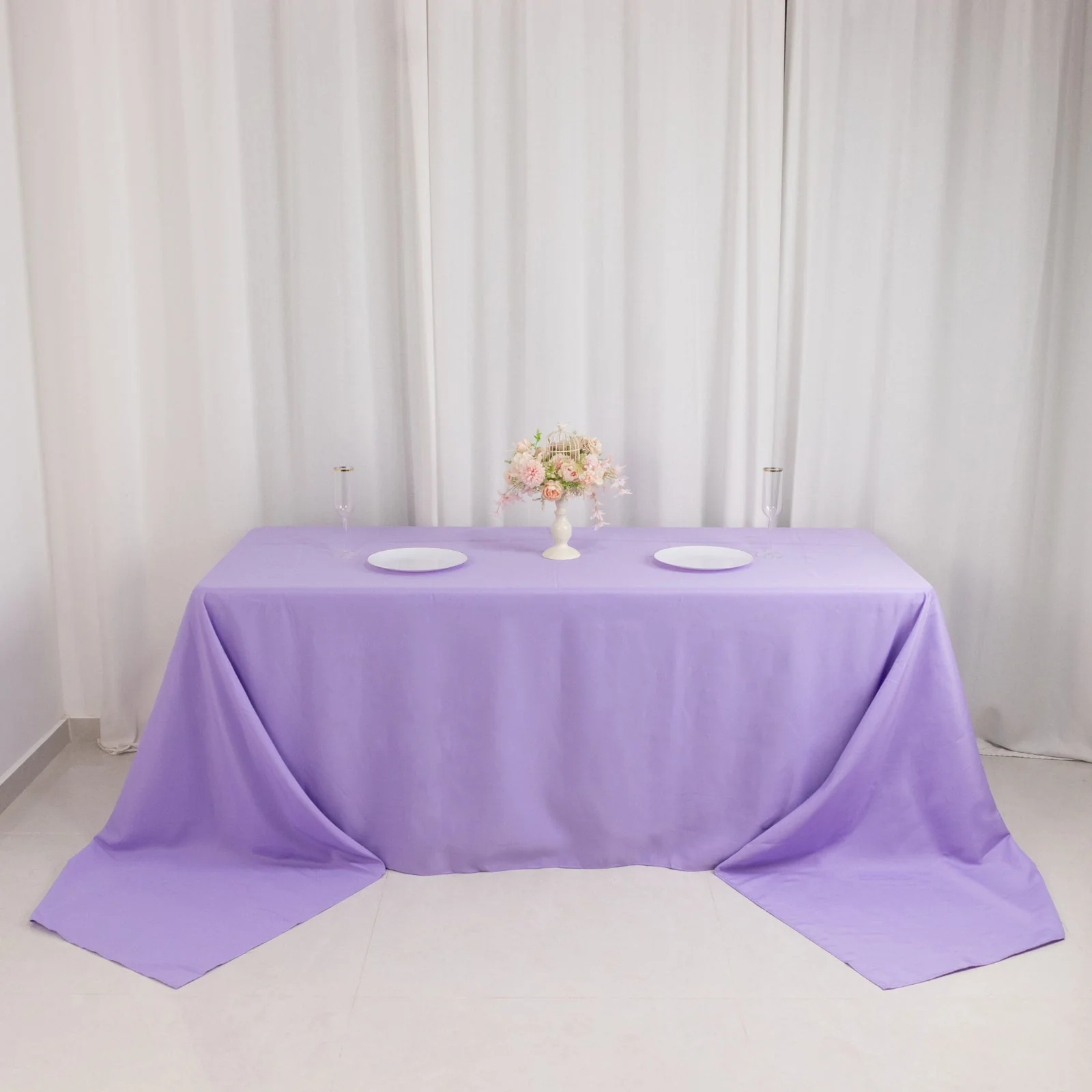 Premium Polyester Rectangle Tablecloth 90"x156" Lavender Lilac - Seamless 220GSM Wrinkle-Resistant & Durable Finish - Image 7