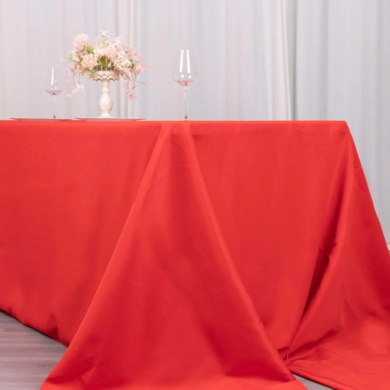 Premium Polyester Rectangle Tablecloth 90"x156" Red - Seamless 220GSM Wrinkle-Resistant & Durable Finish - Image 2