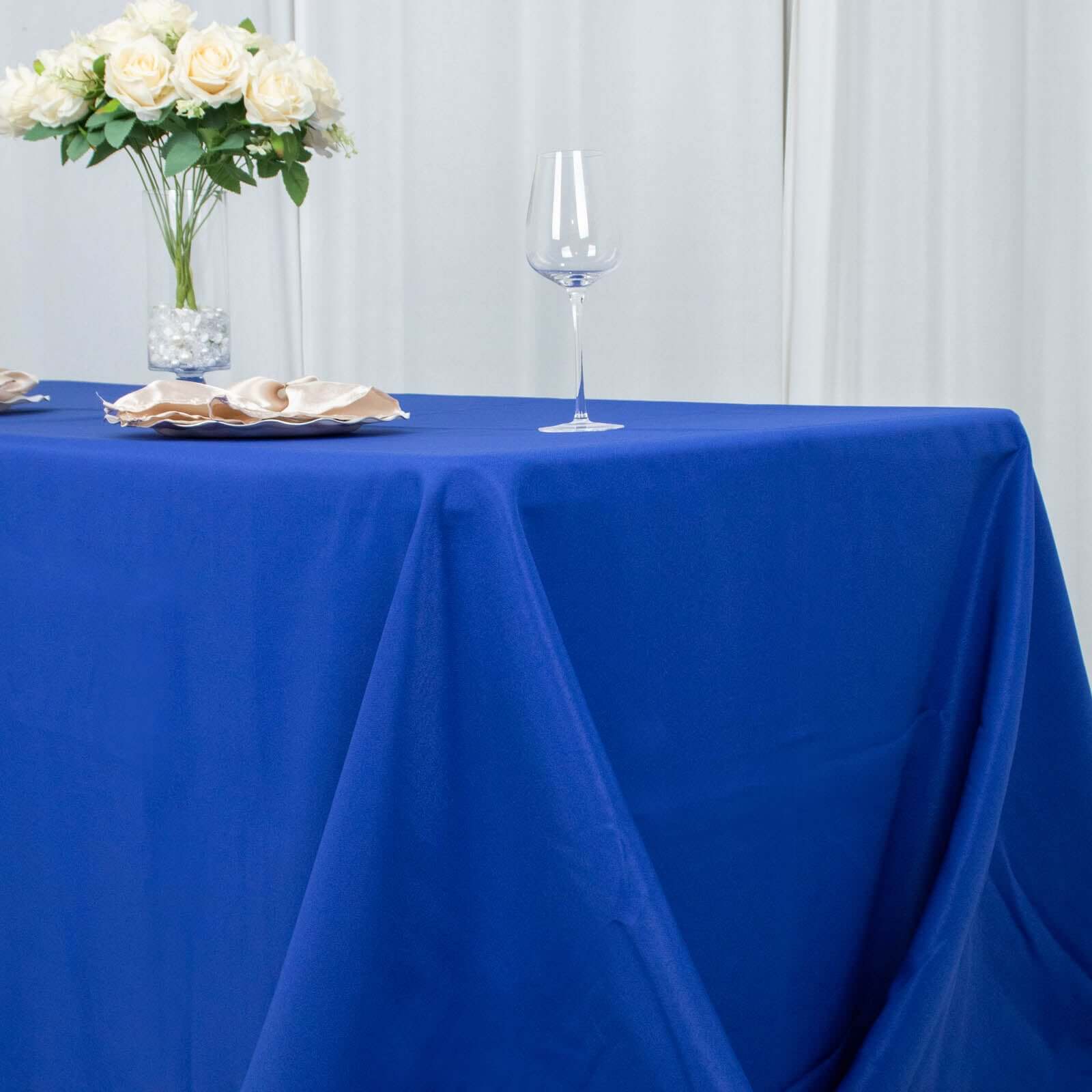 Premium Polyester Rectangle Tablecloth 90"x156" Royal Blue - Seamless 220GSM Wrinkle-Resistant & Durable Finish - Image 2