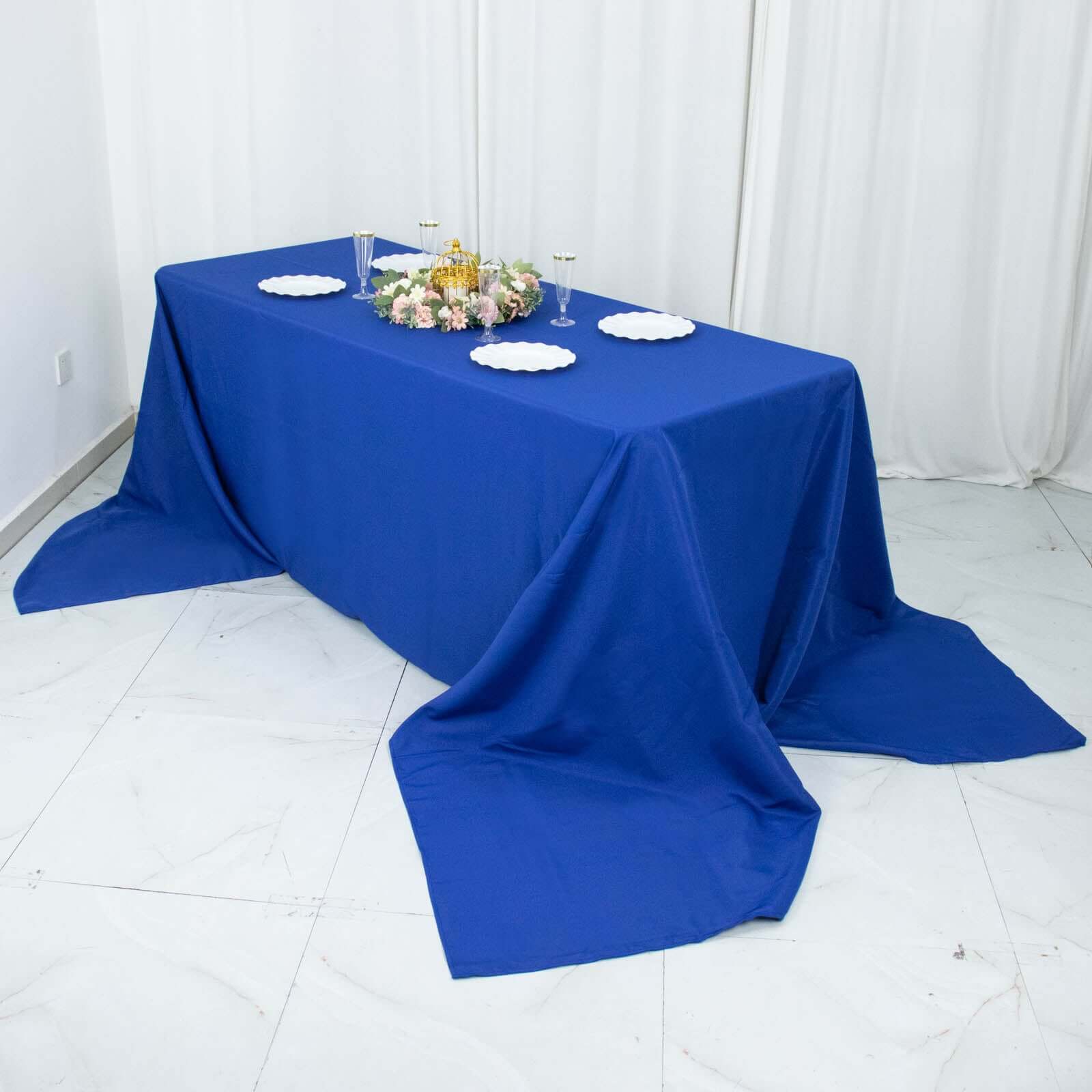 Premium Polyester Rectangle Tablecloth 90"x156" Royal Blue - Seamless 220GSM Wrinkle-Resistant & Durable Finish - Image 3
