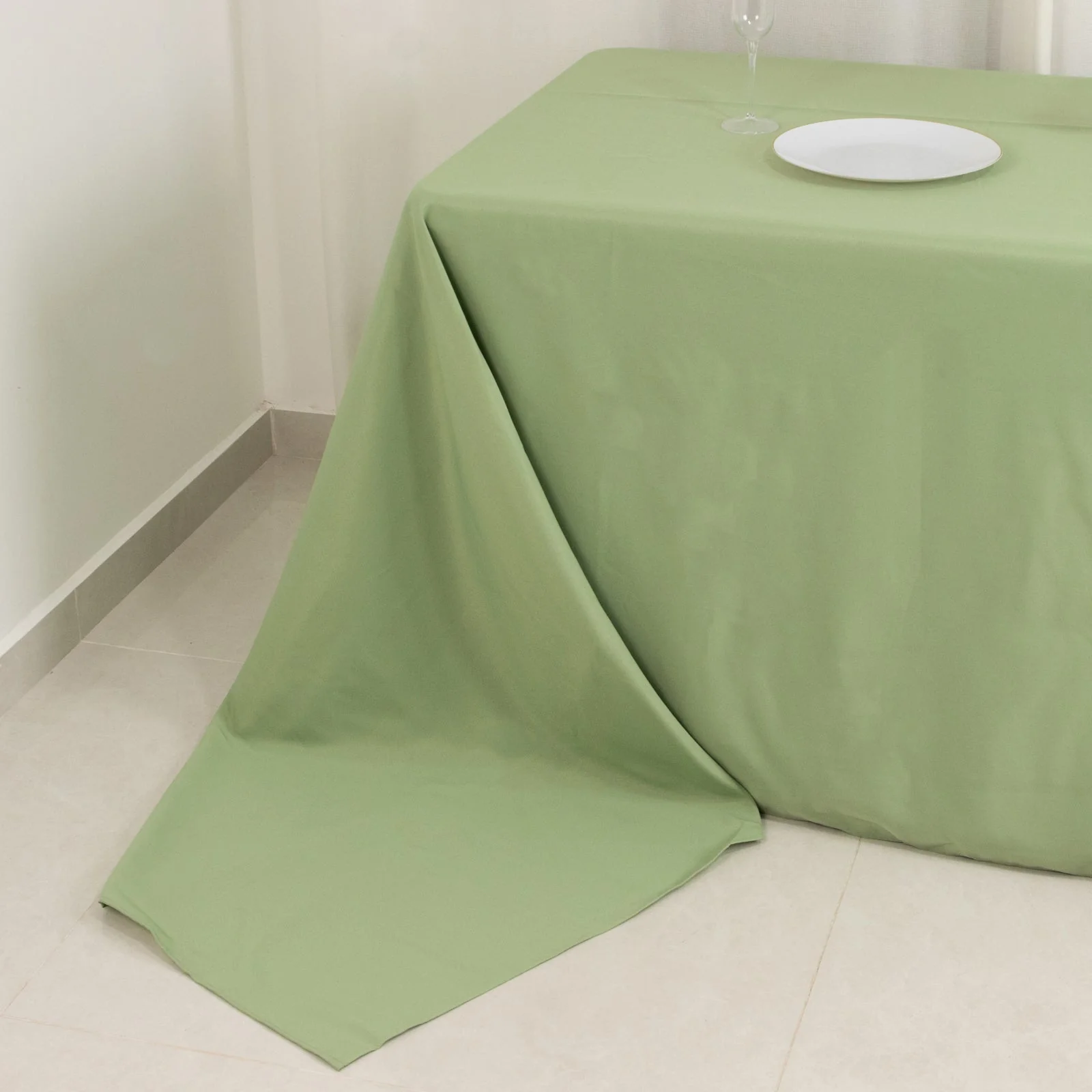 Premium Polyester Rectangle Tablecloth 90"x156" Sage Green - Seamless 220GSM Wrinkle-Resistant & Durable Finish - Image 6