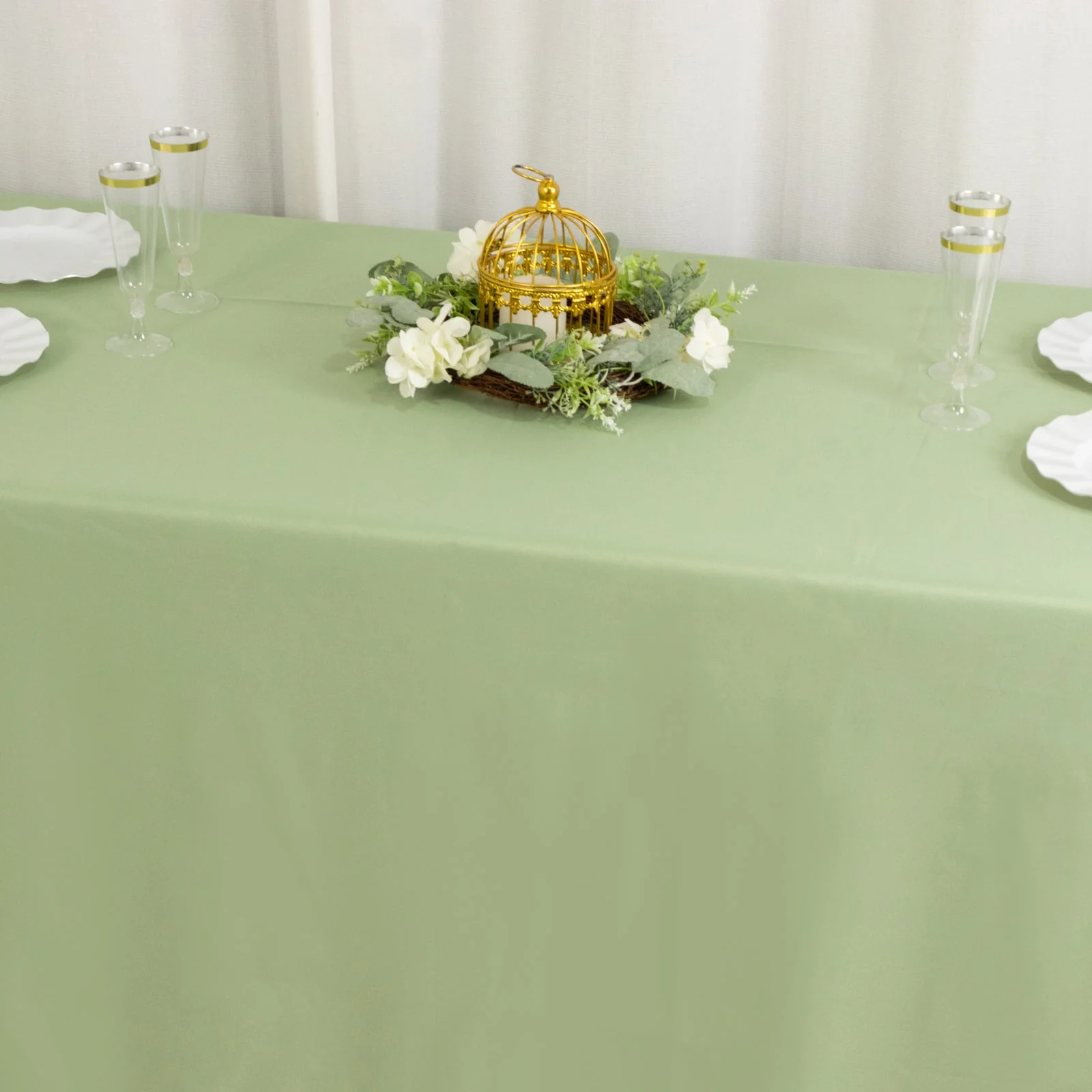 Premium Polyester Rectangle Tablecloth 90"x156" Sage Green - Seamless 220GSM Wrinkle-Resistant & Durable Finish - Image 7