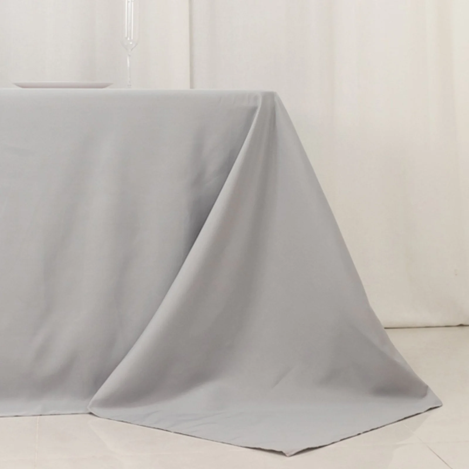 Premium Polyester Rectangle Tablecloth 90"x156" Silver - Seamless 220GSM Wrinkle-Resistant & Durable Finish - Image 2