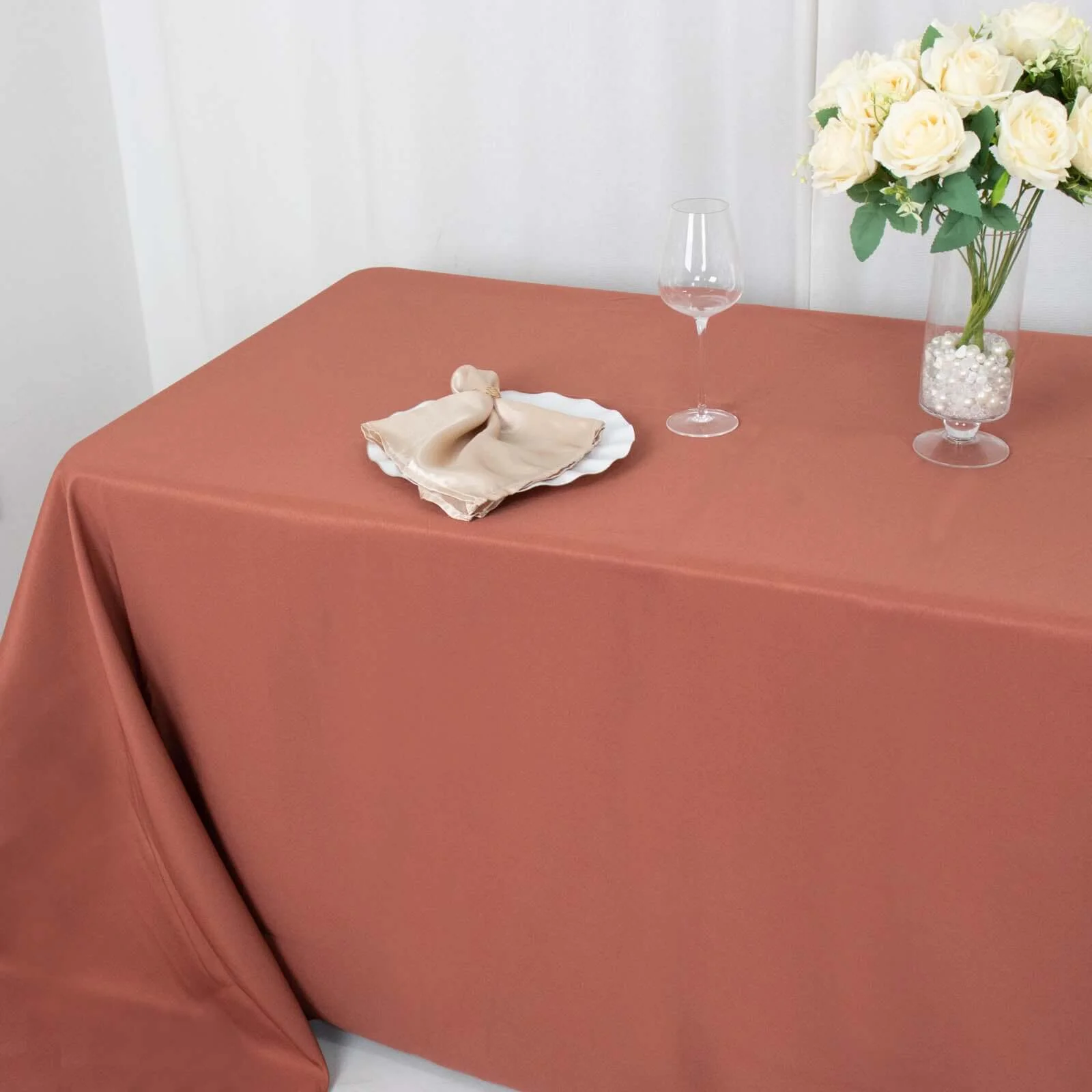 Premium Polyester Rectangle Tablecloth 90"x156" Terracotta (Rust) - Seamless 220GSM Wrinkle-Resistant & Durable Finish - Image 17
