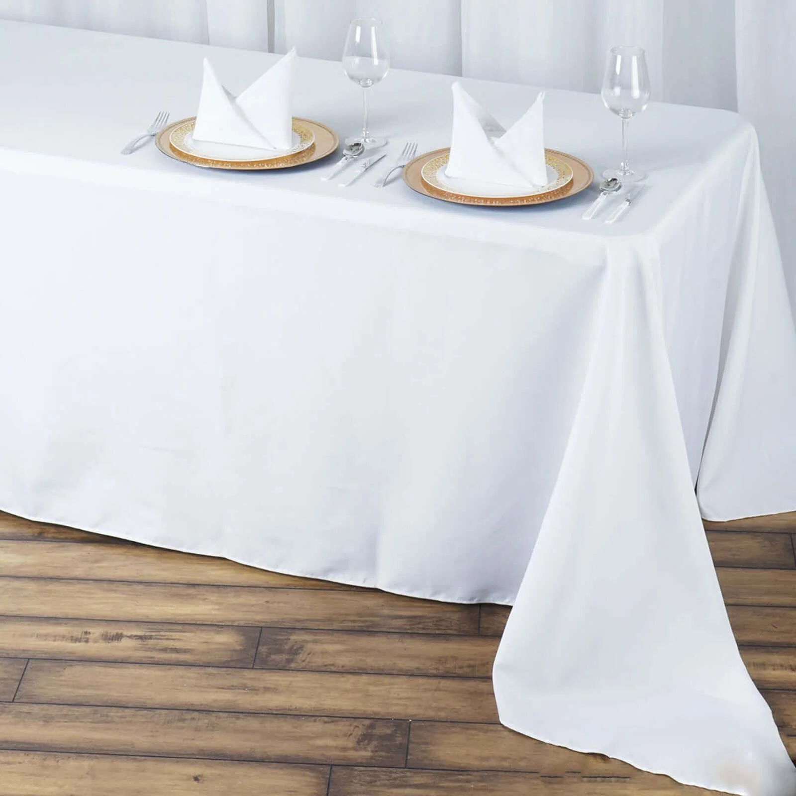 Premium Polyester Rectangle Tablecloth 90"x156" White - Seamless 220GSM Wrinkle-Resistant & Durable Finish - Image 2
