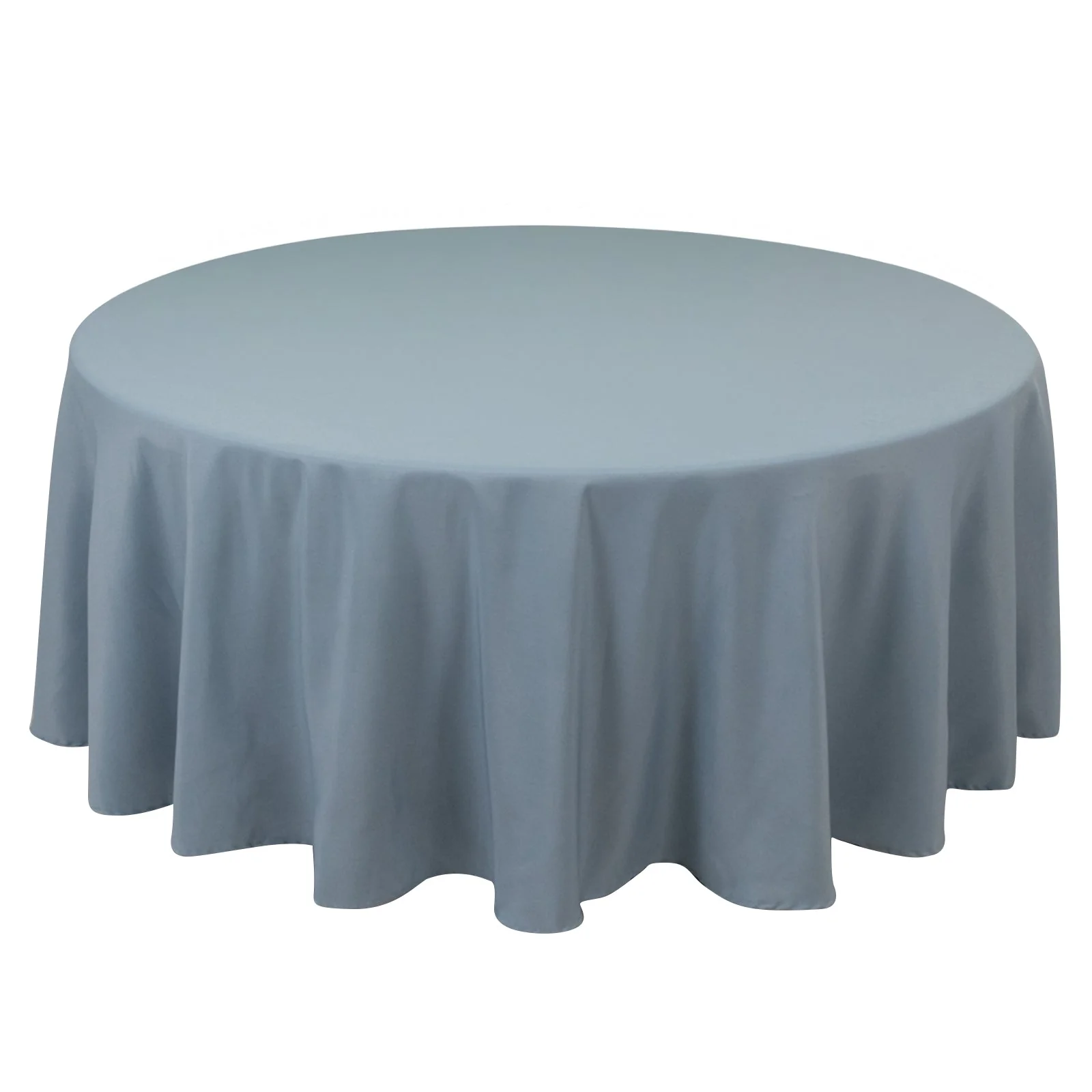 Premium Polyester Round Tablecloth 108" Dusty Blue - 220GSM Wrinkle-Resistant & Durable Table Cover - Image 2