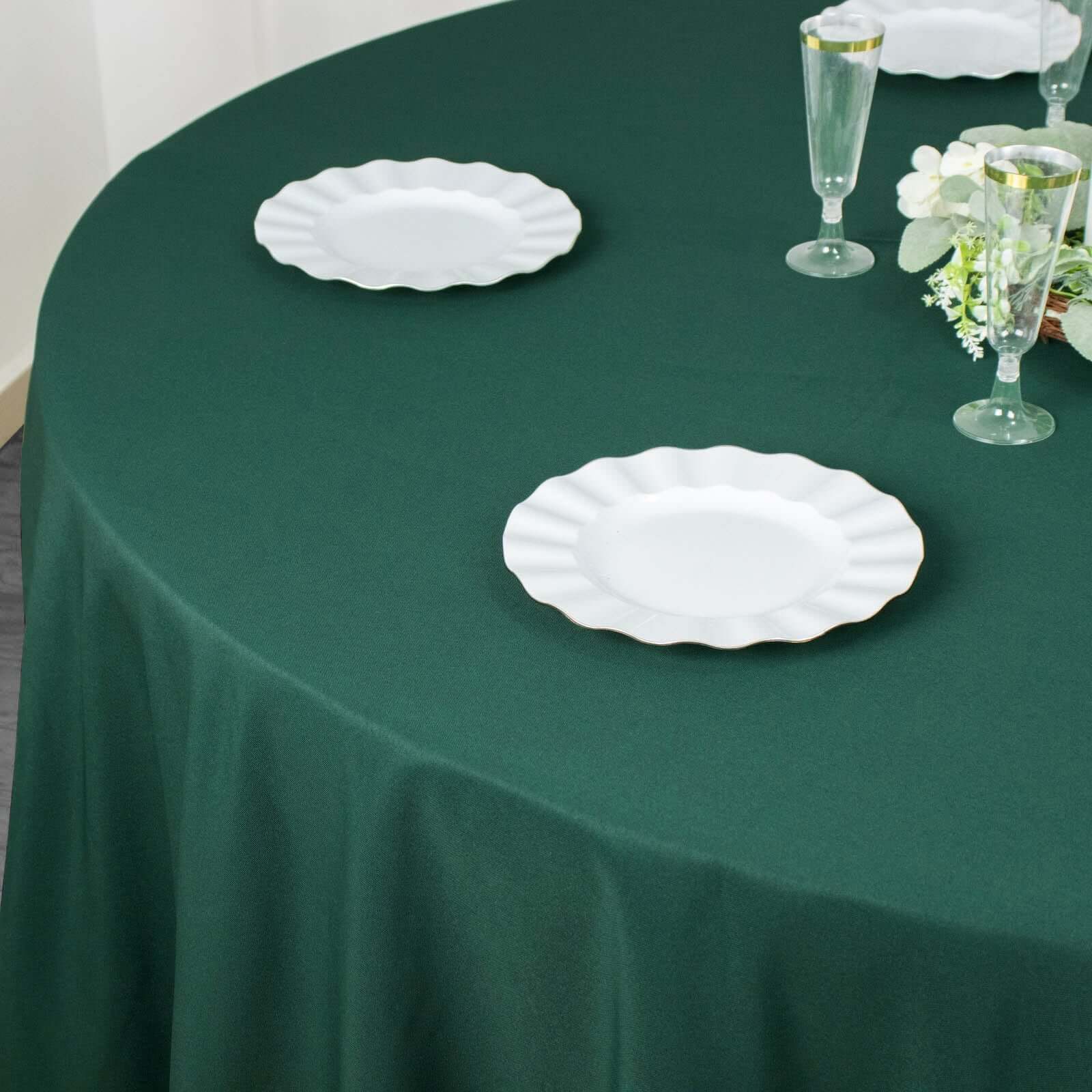 Premium Polyester Round Tablecloth 108" Hunter Emerald Green - 220GSM Wrinkle-Resistant & Durable Table Cover - Image 6