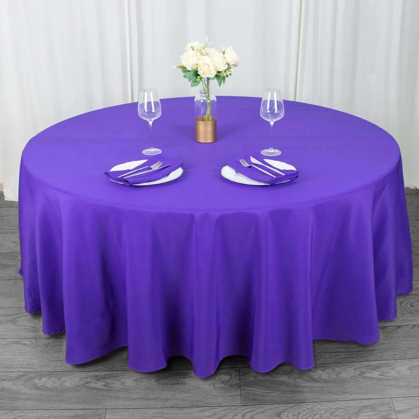Premium Polyester Round Tablecloth 108" Purple - 220GSM Wrinkle-Resistant & Durable Table Cover - Image 7