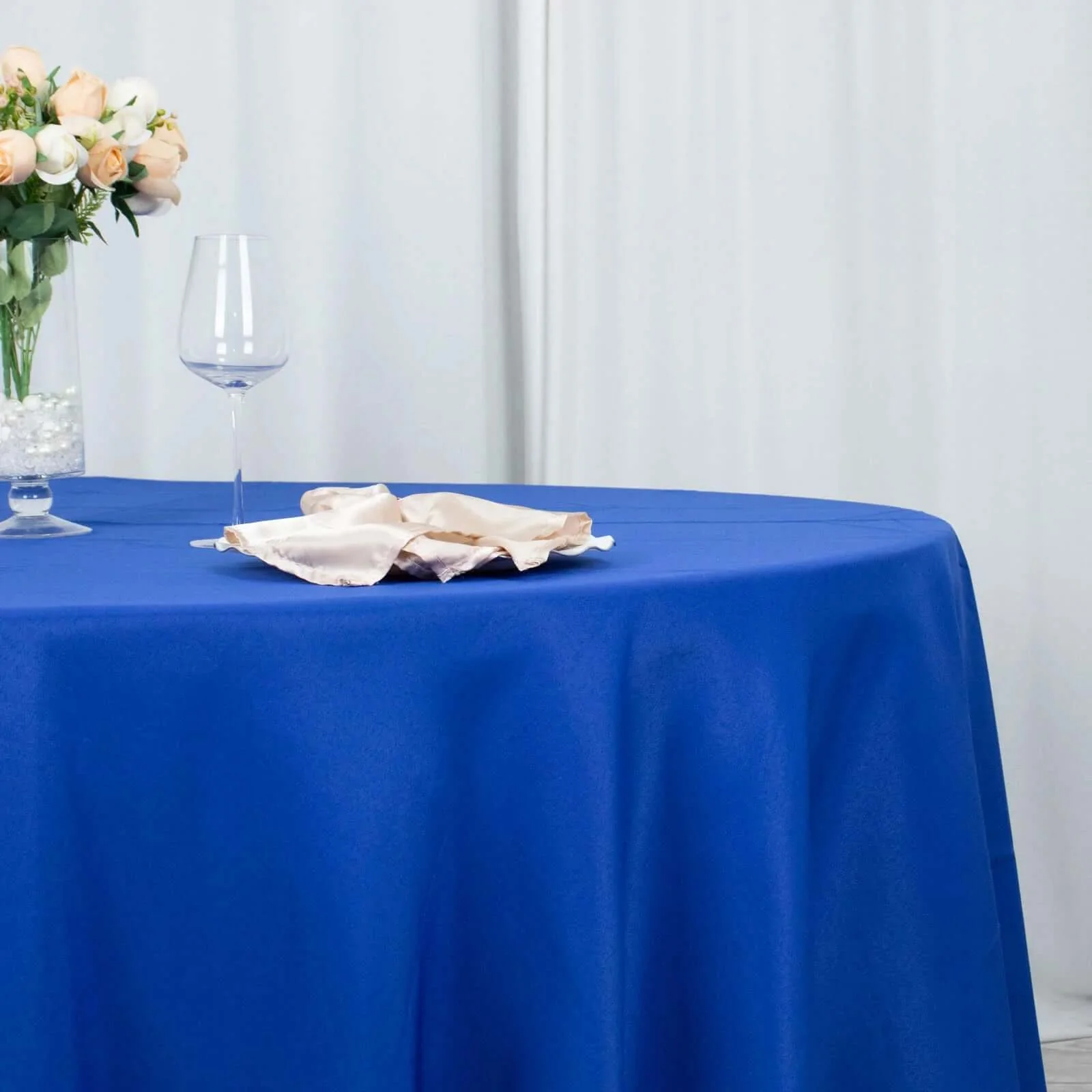 Premium Polyester Round Tablecloth 108" Royal Blue - 220GSM Wrinkle-Resistant & Durable Table Cover - Image 2
