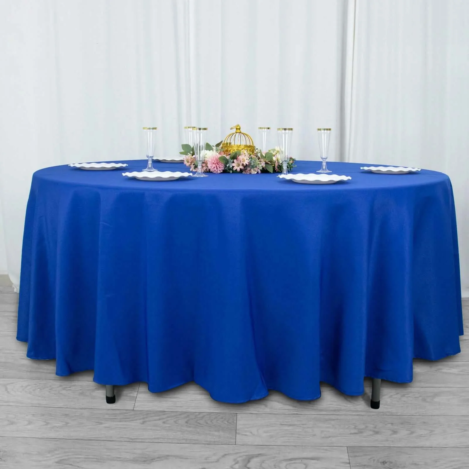 Premium Polyester Round Tablecloth 108" Royal Blue - 220GSM Wrinkle-Resistant & Durable Table Cover - Image 3