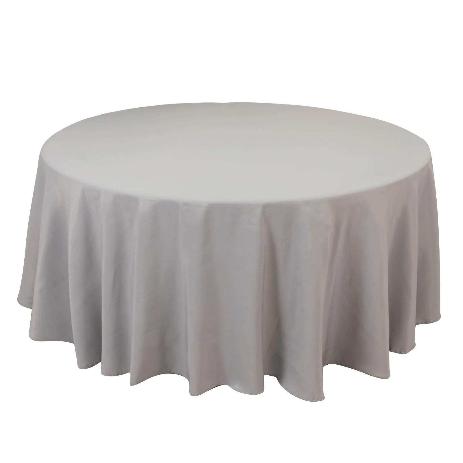 Premium Polyester Round Tablecloth 108" Silver - 220GSM Wrinkle-Resistant & Durable Table Cover - Image 2