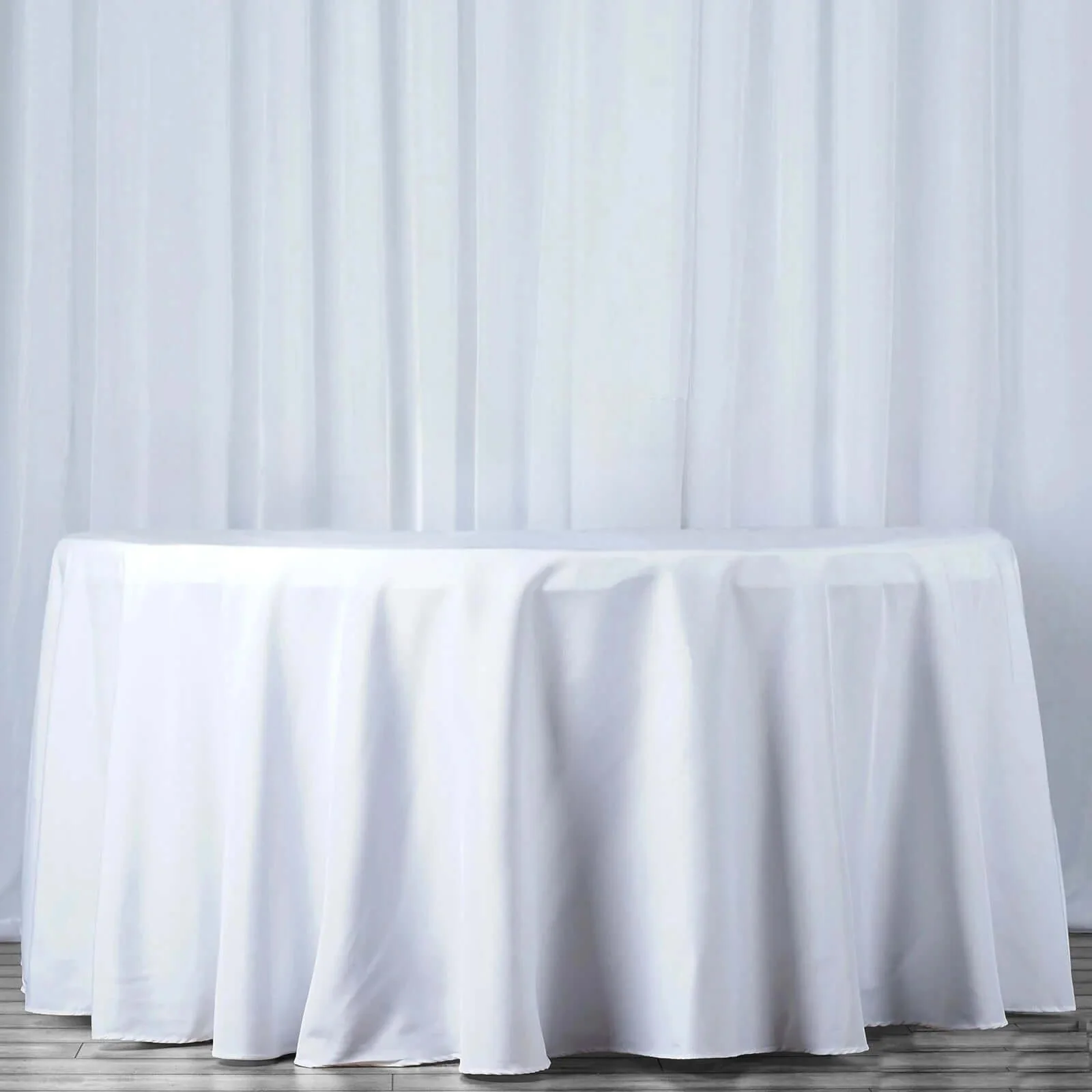 Premium Polyester Round Tablecloth 108" White - 220GSM Wrinkle-Resistant and Durable Table Cover for Weddings & Events