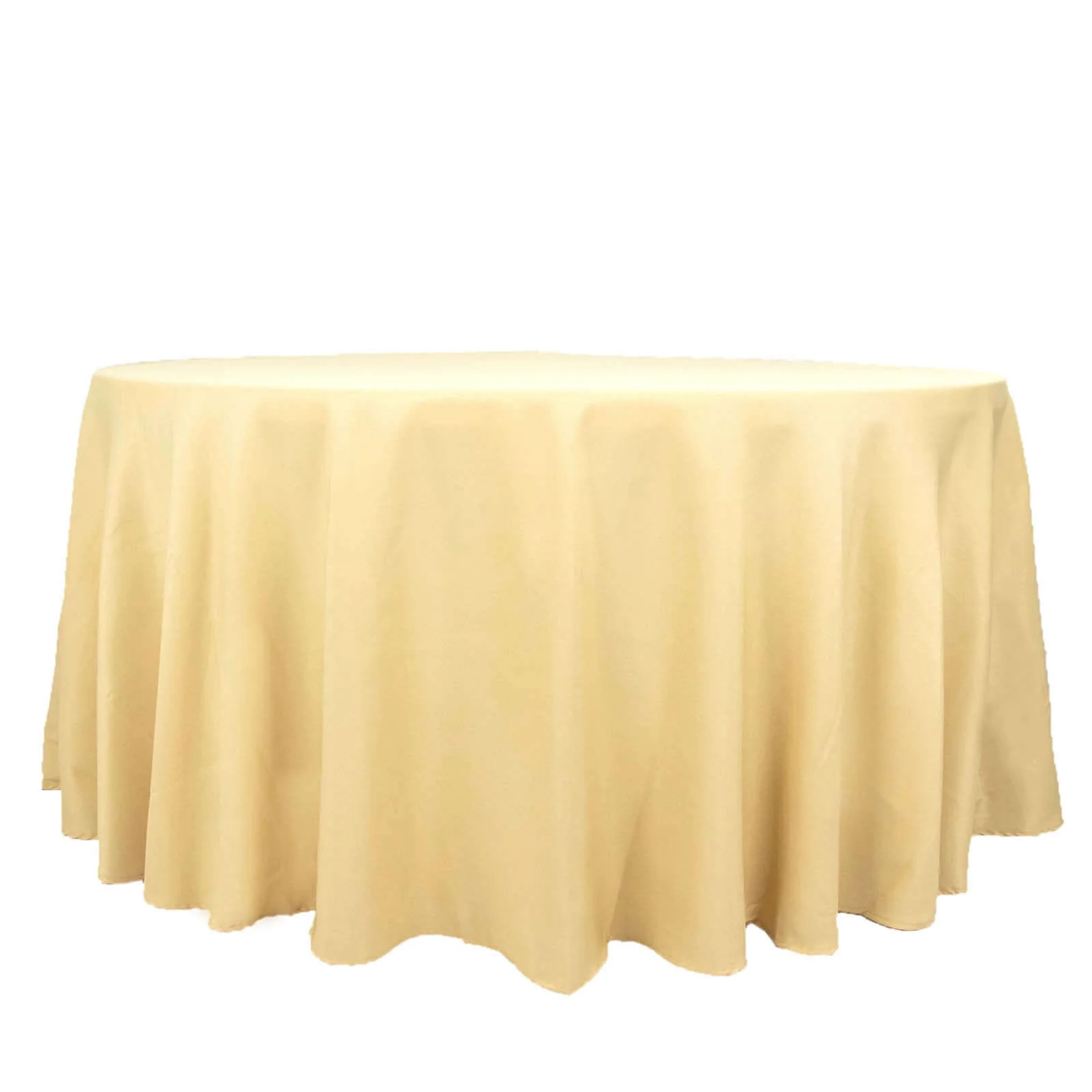 Premium Polyester Round Tablecloth 120" Champagne - Seamless 220GSM Table Cover - Image 6