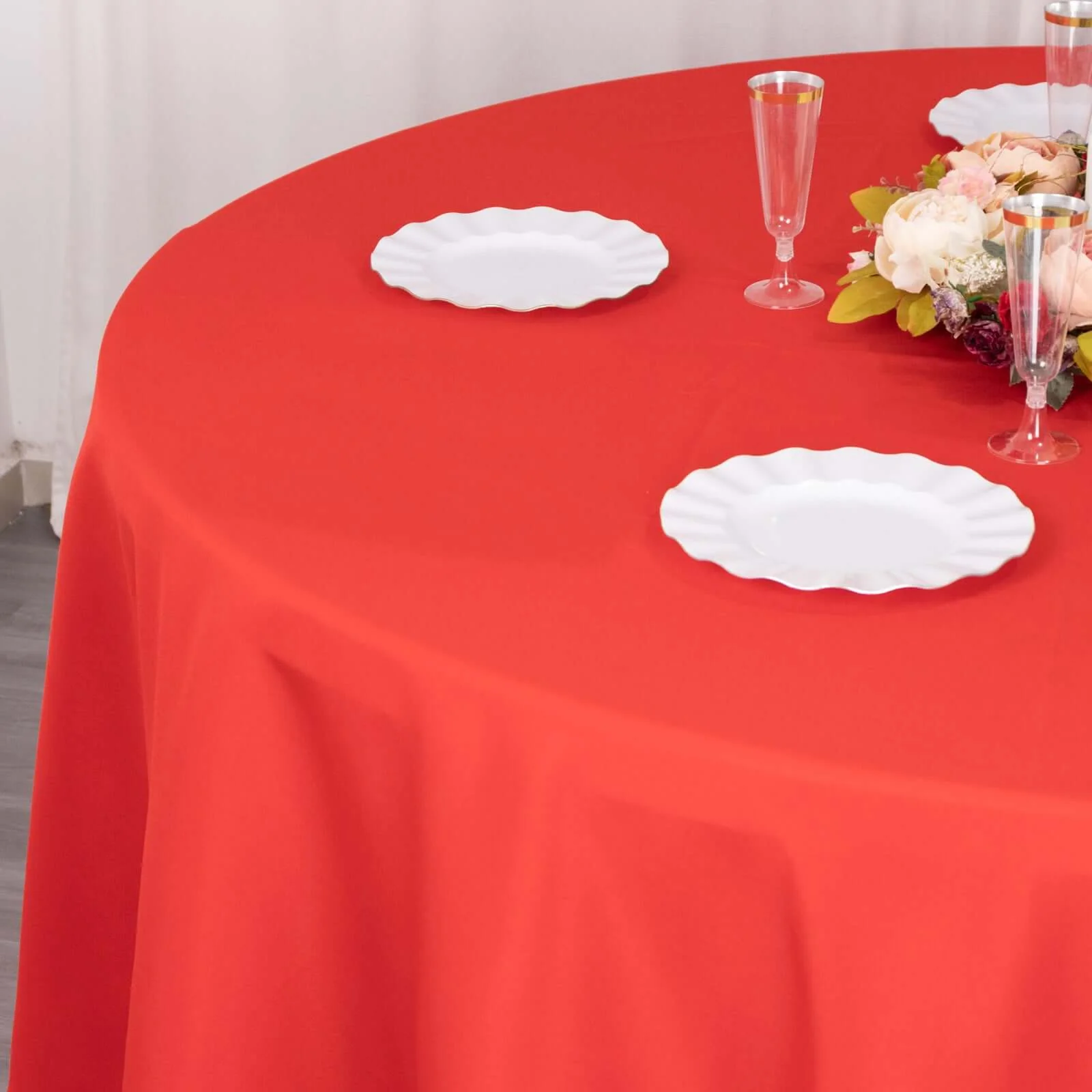 Premium Polyester Round Tablecloth 120" Red - Seamless 220GSM Table Cover - Image 7