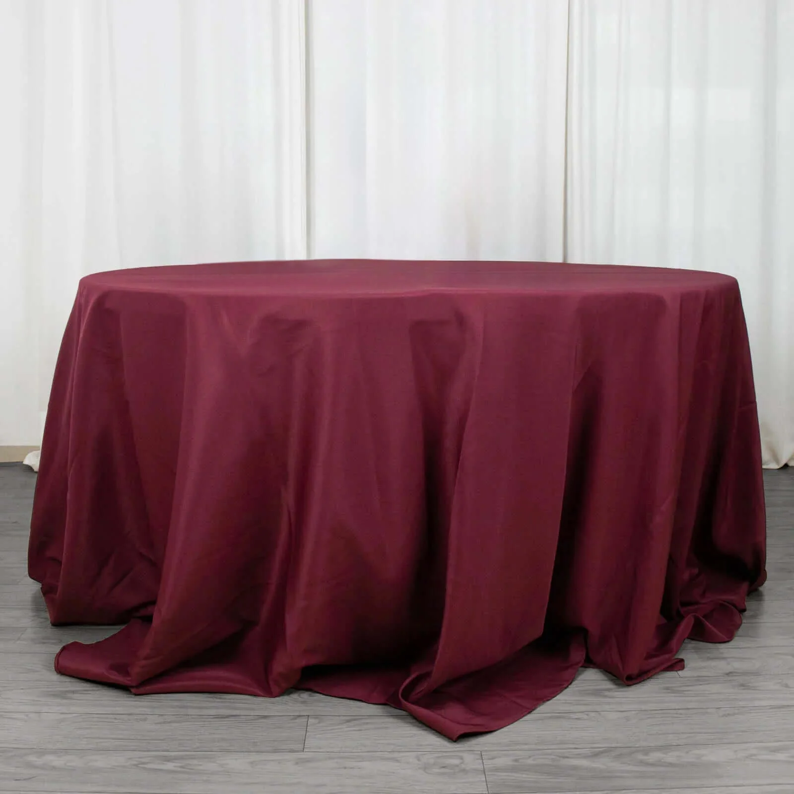 Premium Polyester Round Tablecloth 132" Burgundy - Seamless 220GSM Table Cover