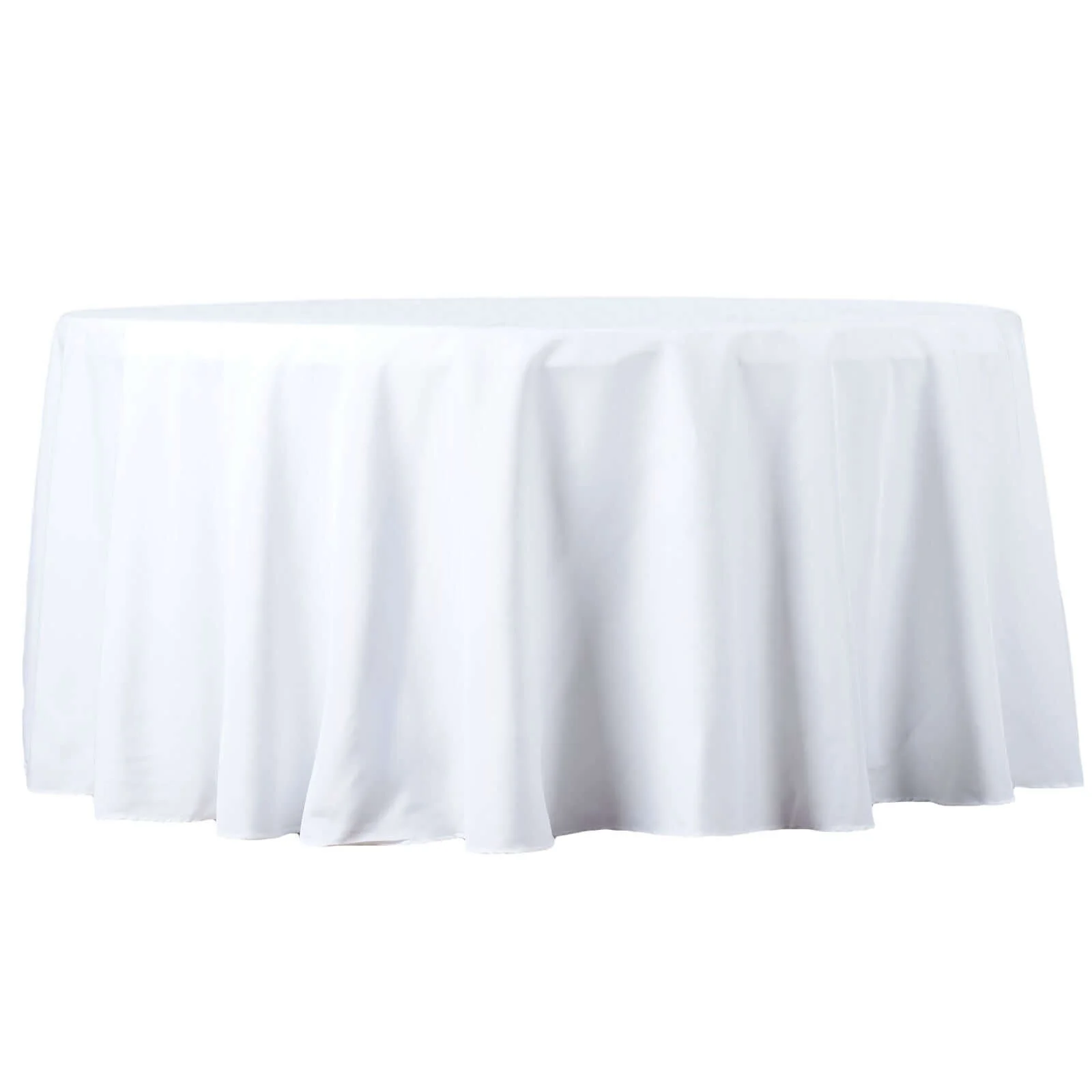 Premium Polyester Round Tablecloth 132" White - Seamless 220GSM Wrinkle-Resistant & Durable Finish - Image 5