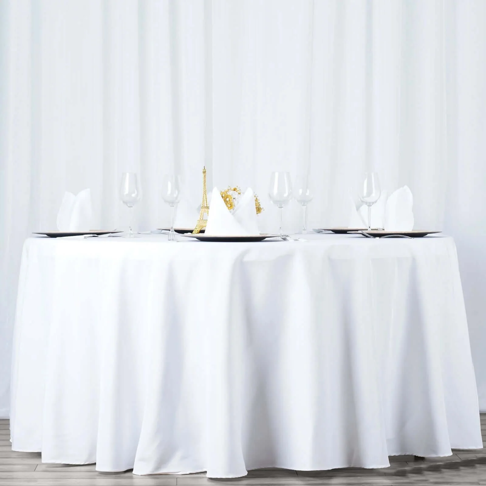 Premium Polyester Round Tablecloth 132" White - Seamless 220GSM Wrinkle-Resistant & Durable Finish - Image 6