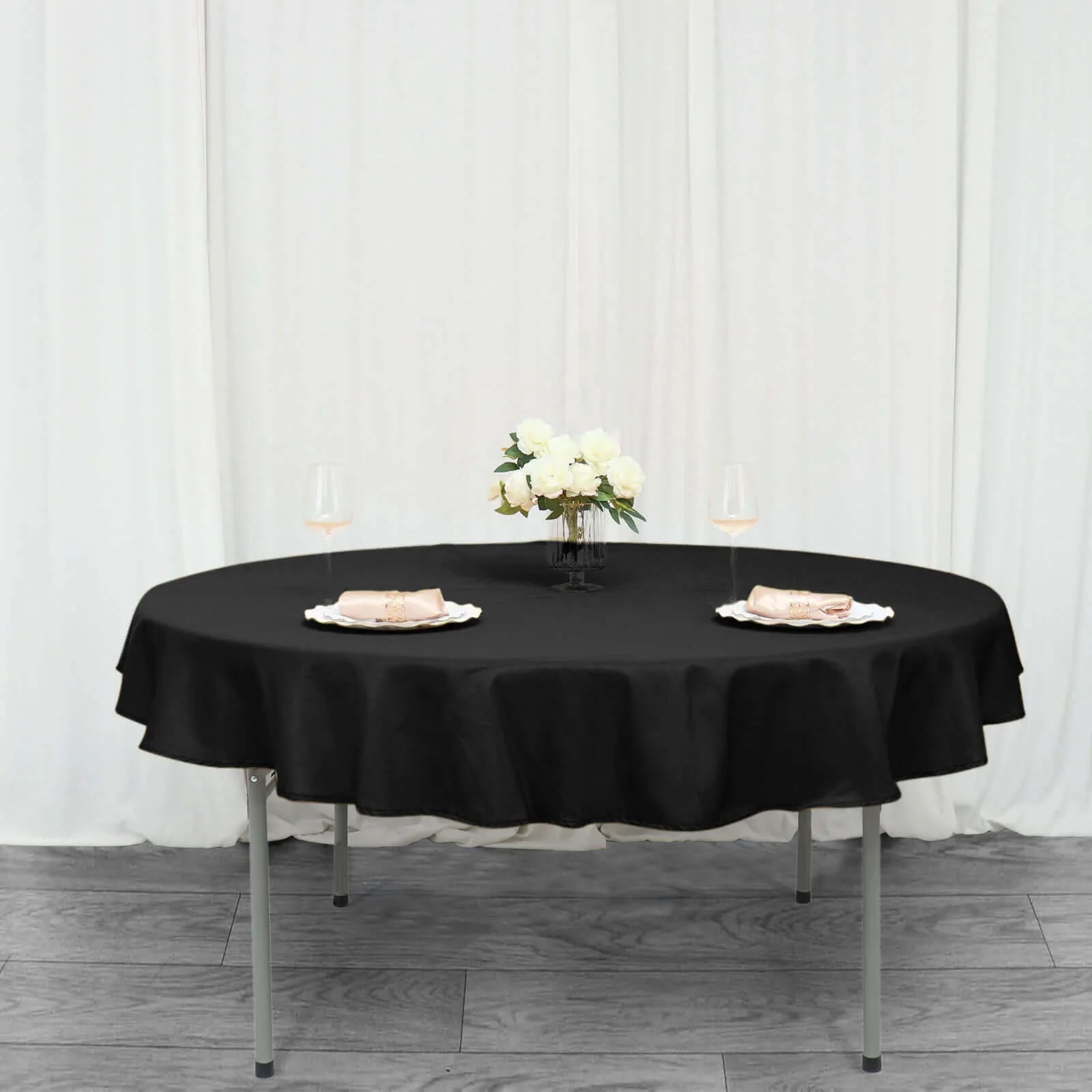 Premium Polyester Round Tablecloth 70" Black - 220GSM Wrinkle-Resistant & Durable Table Cover - Image 7